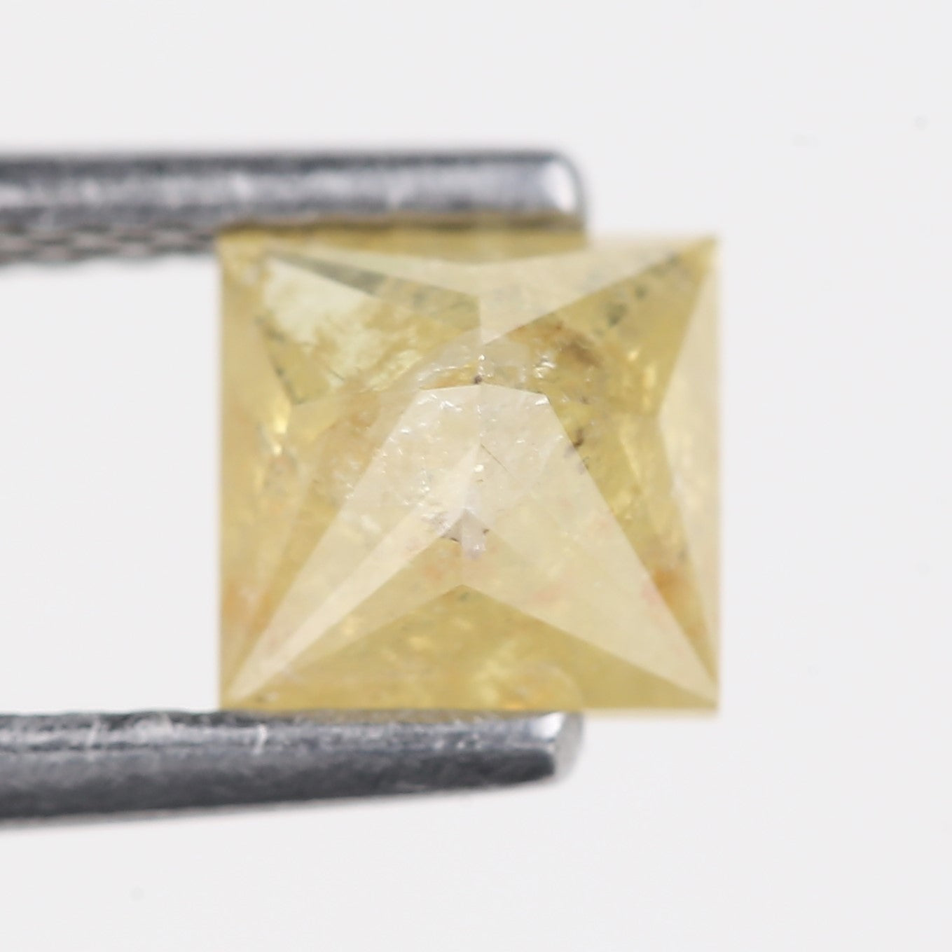 0.90 Carat Natural Salt And Pepper Yellow Princess Cut Diamond 5 MM