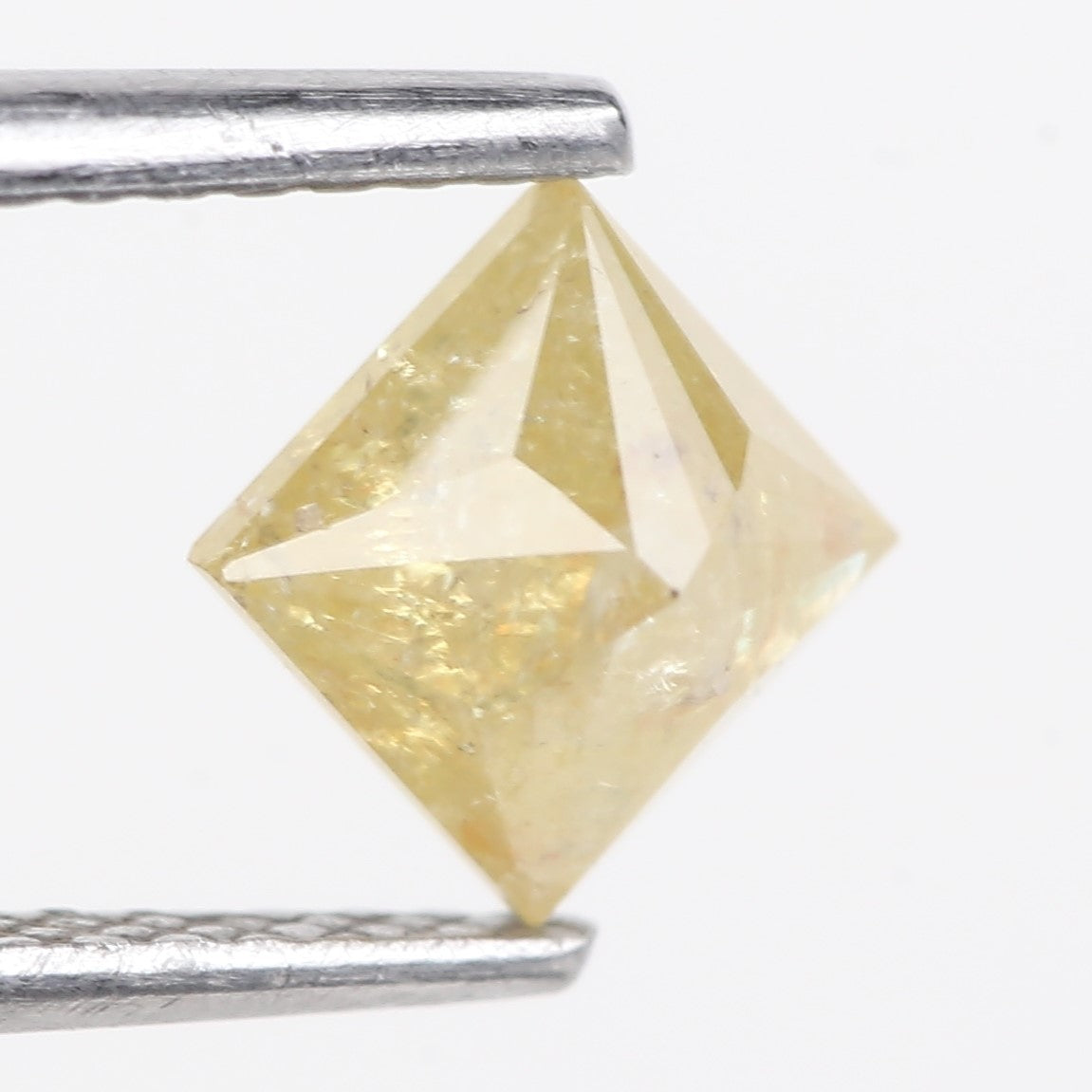 0.90 Carat Natural Salt And Pepper Yellow Princess Cut Diamond 5 MM