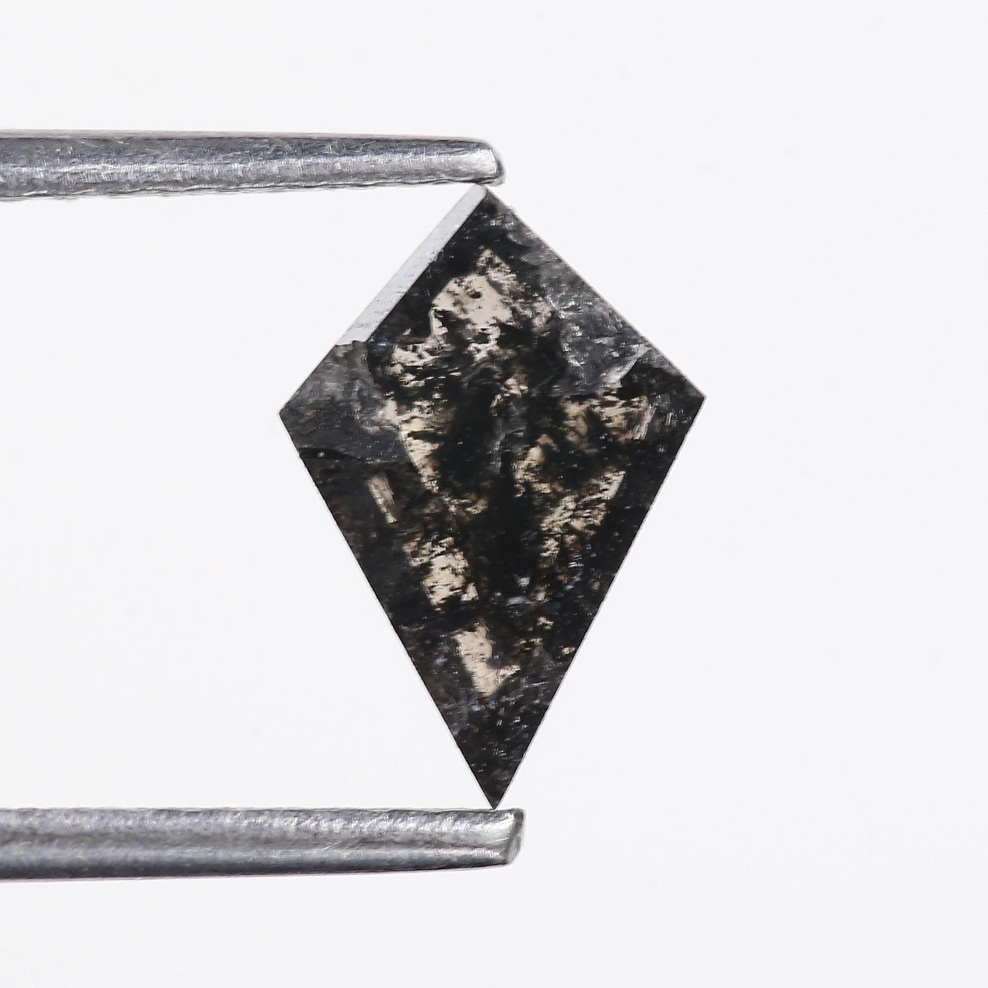 0.60 Carat Natural Black Kite Cut Salt Pepper Diamond 9.27 MM