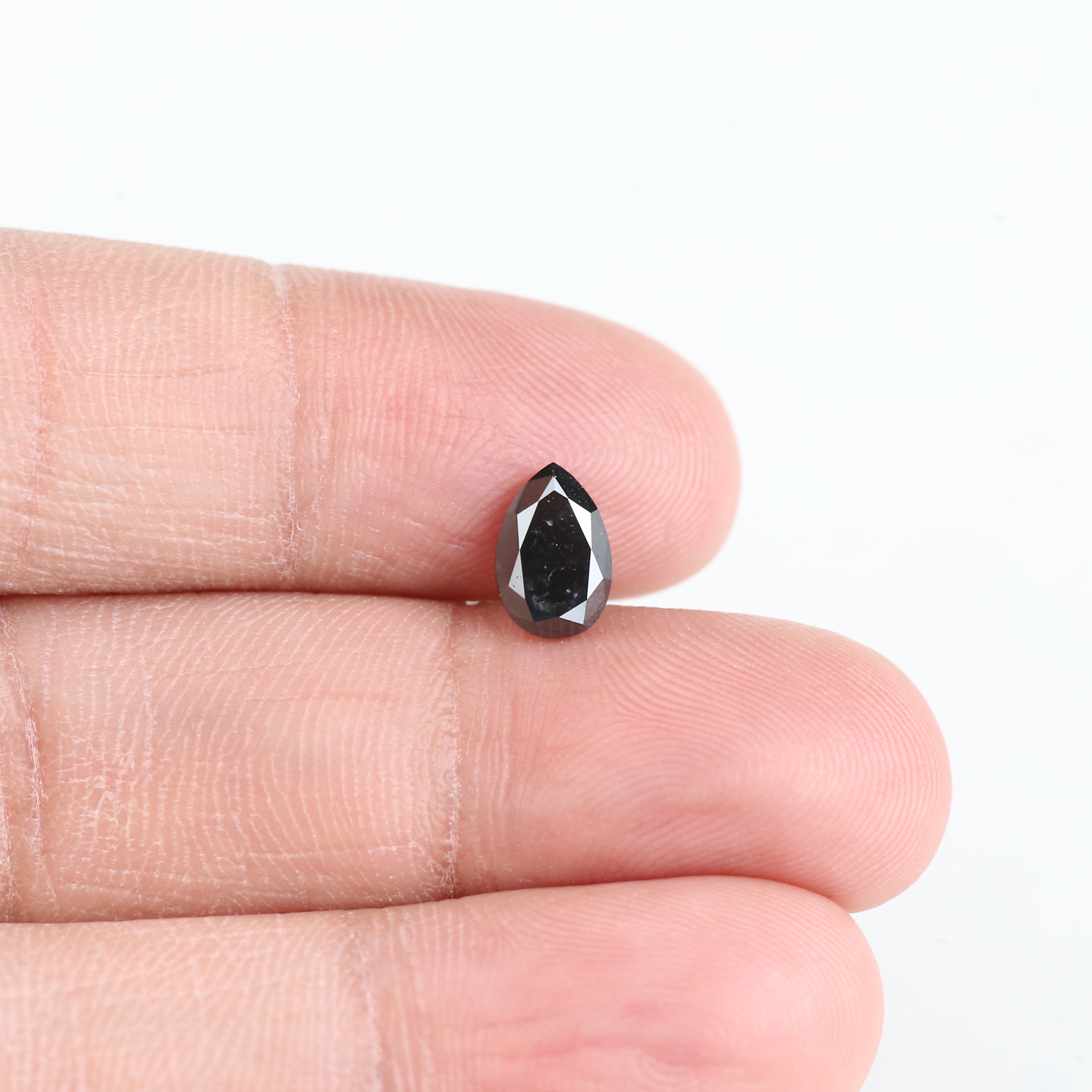 1.13 Carat Pear Cut Natural Black Diamond 8.10 MM