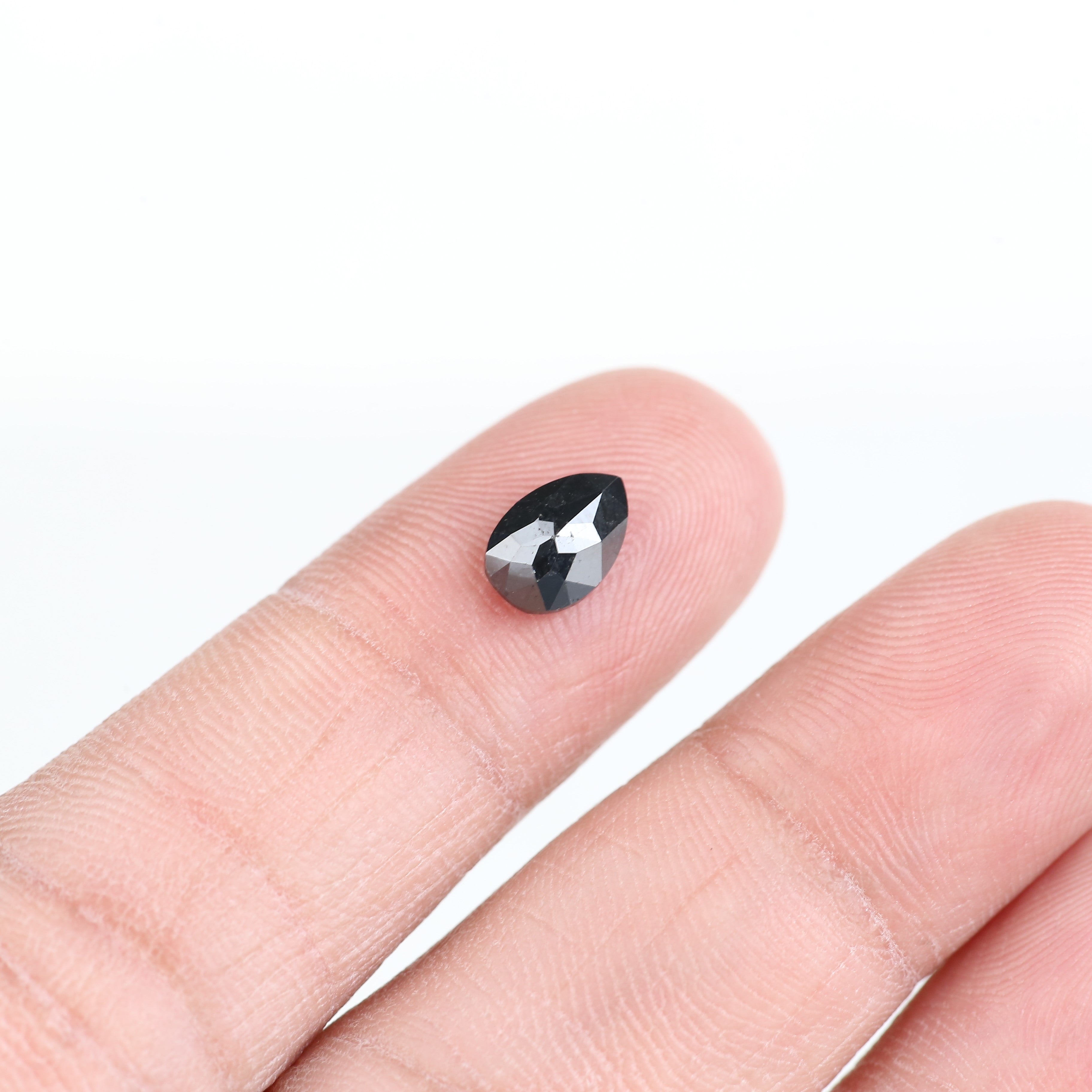 1.13 Carat Pear Cut Natural Black Diamond 8.10 MM