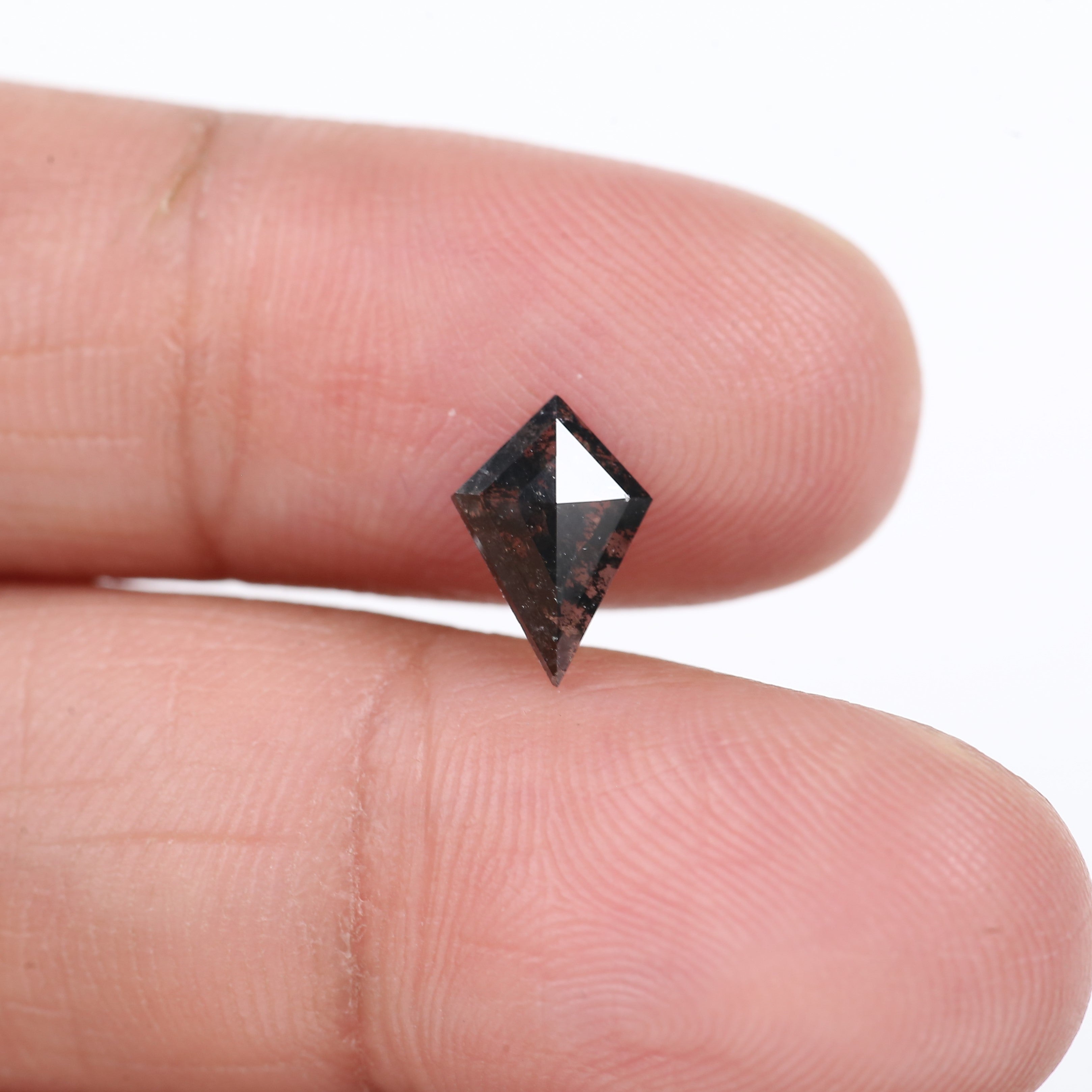 0.60 Carat Natural Black Kite Cut Salt Pepper Diamond 9.27 MM
