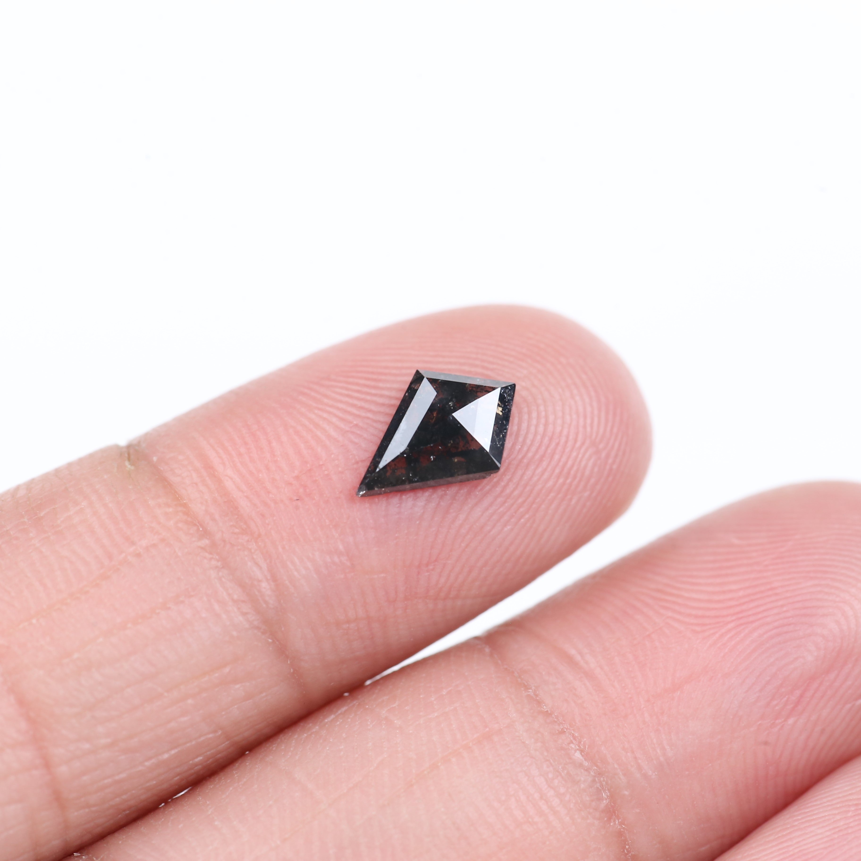 0.60 Carat Natural Black Kite Cut Salt Pepper Diamond 9.27 MM