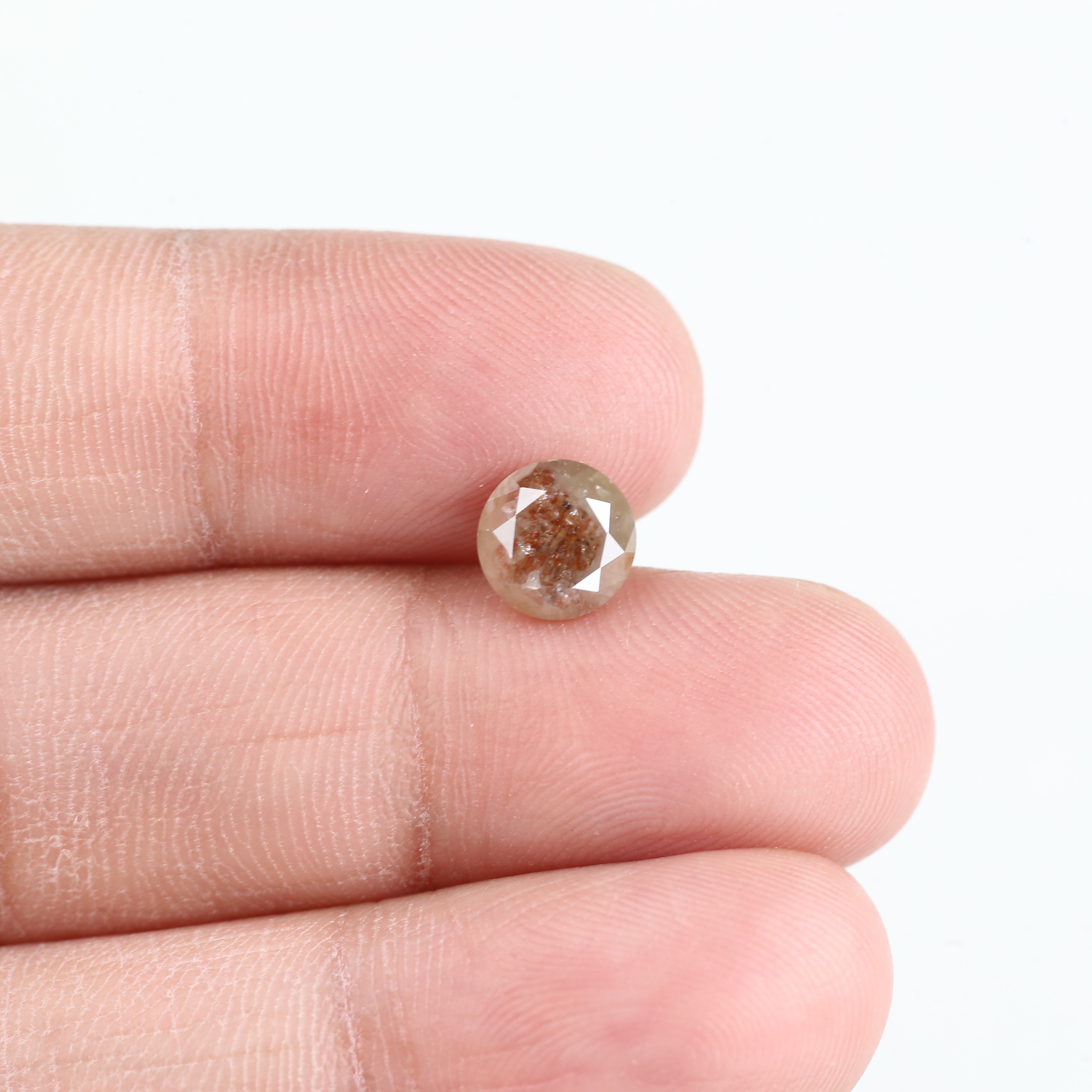 1.76 Carat Round Orange Yellow Salt and Pepper Diamond 7.20 MM