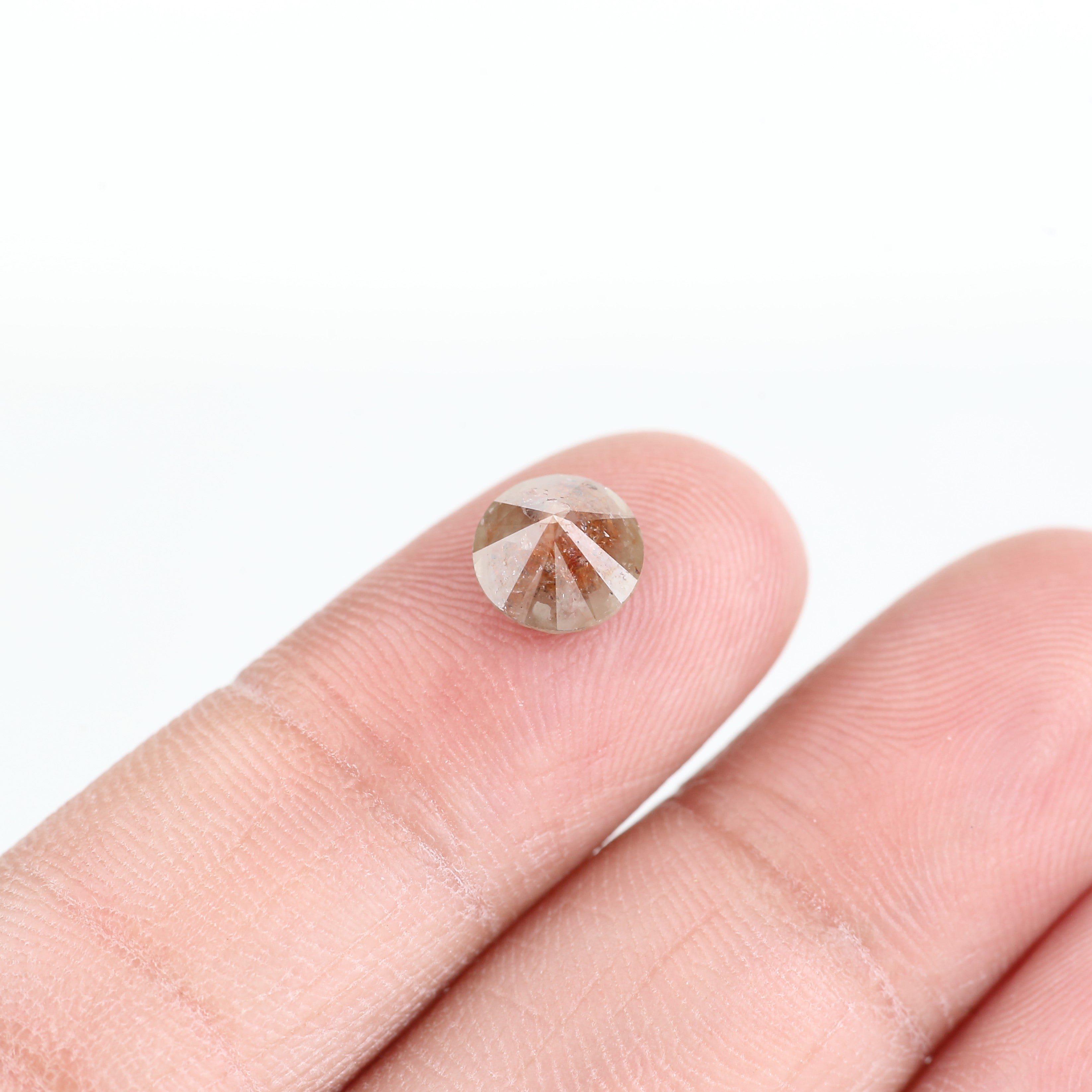 1.76 Carat Round Orange Yellow Salt and Pepper Diamond 7.20 MM