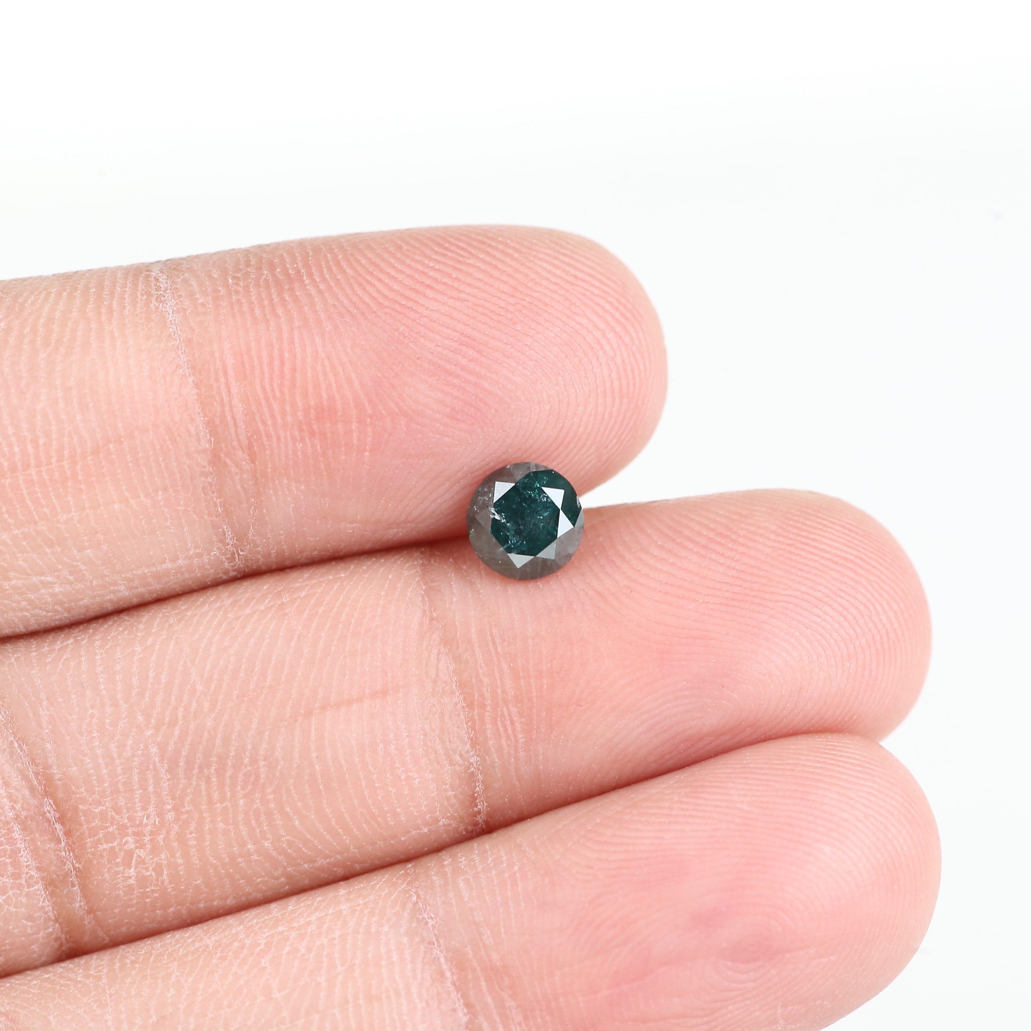 0.72 Carat Natural Fancy Blue Salt and Pepper Diamond 5.50 MM
