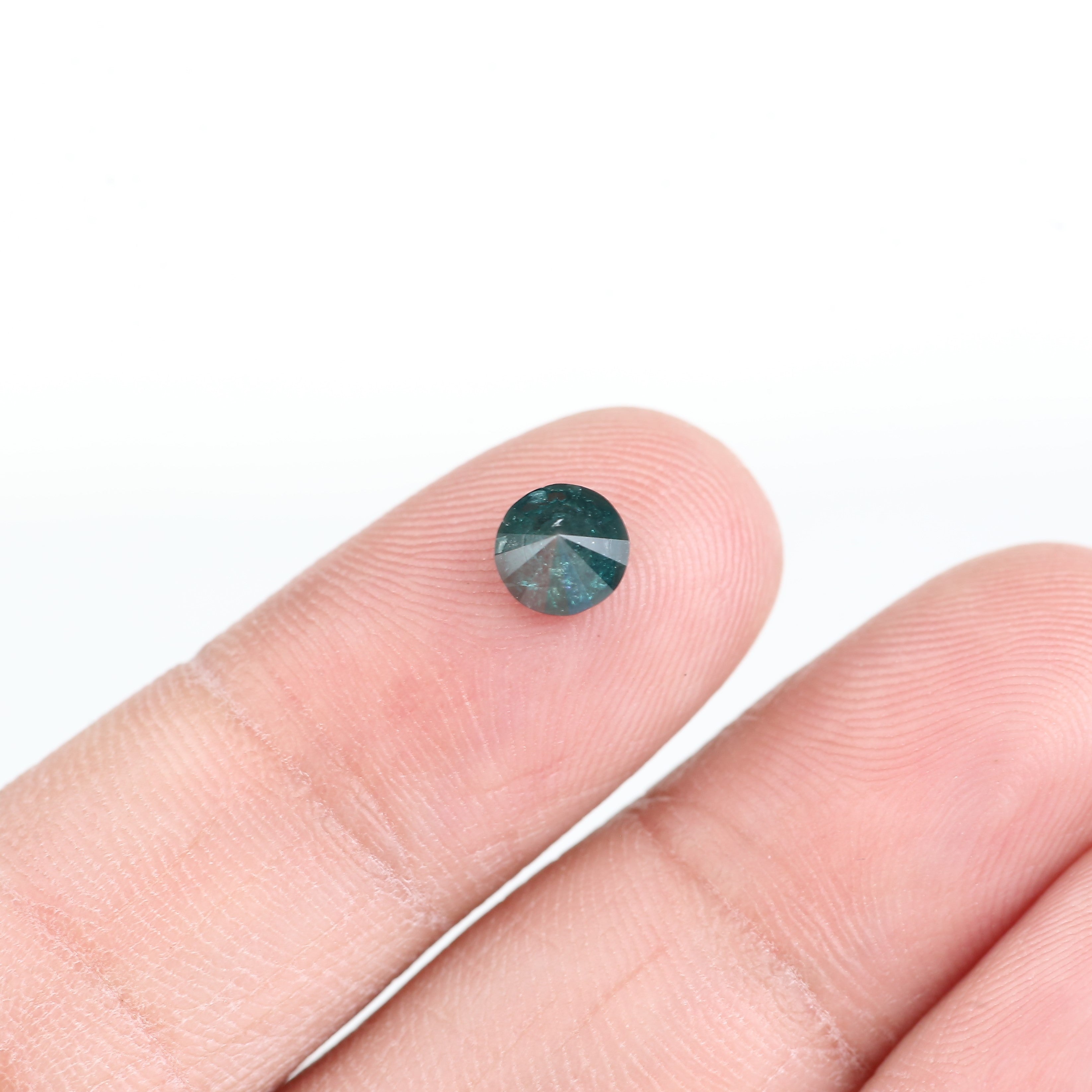 0.72 Carat Natural Fancy Blue Salt and Pepper Diamond 5.50 MM