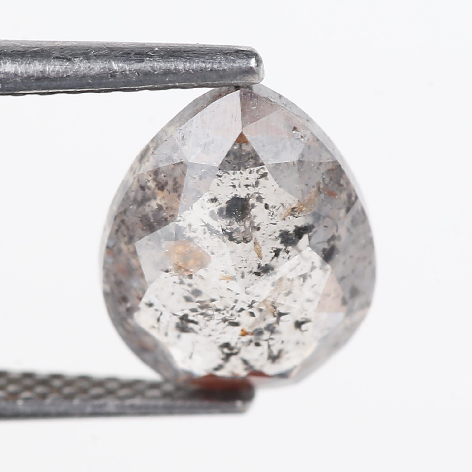 2.68 Carat Natural Salt And Pepper Grey Red Pear Cut Diamond 10.07 MM