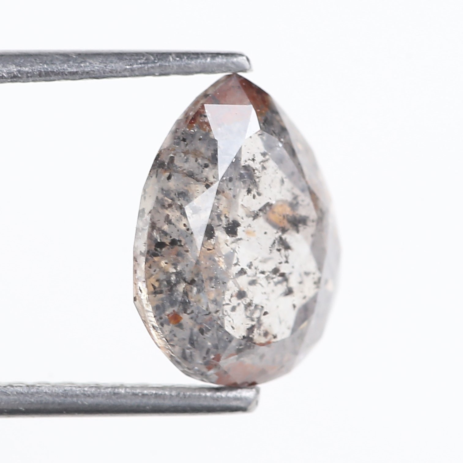 2.68 Carat Natural Salt And Pepper Grey Red Pear Cut Diamond 10.07 MM