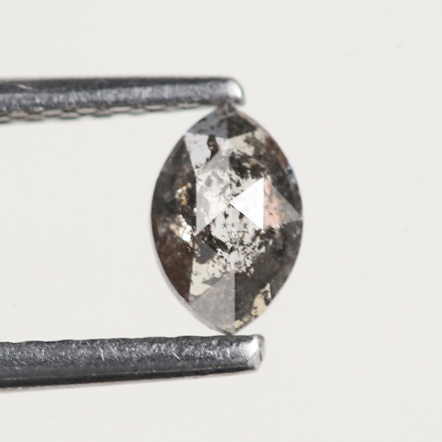0.27 Carat Marquise Gray Rose Cut Salt and Pepper Diamond 5.50 MM