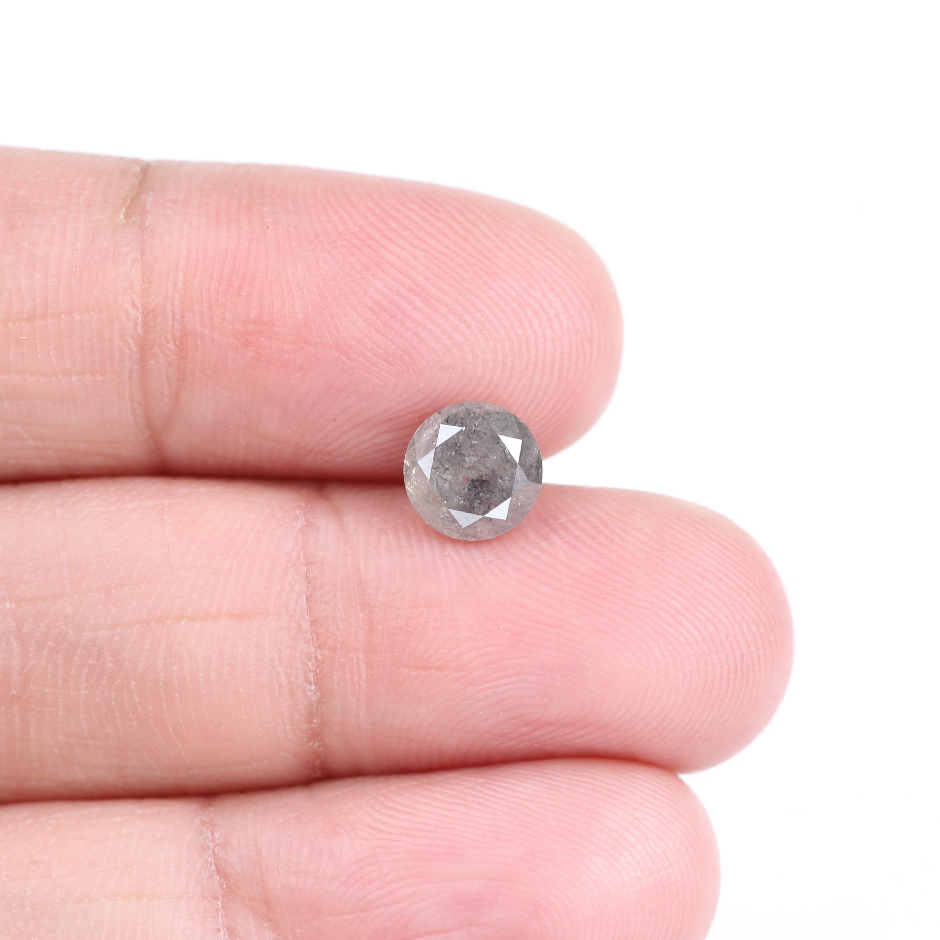 1.37 Carat Natural Gray Round Salt And Pepper Diamond 6.60 MM