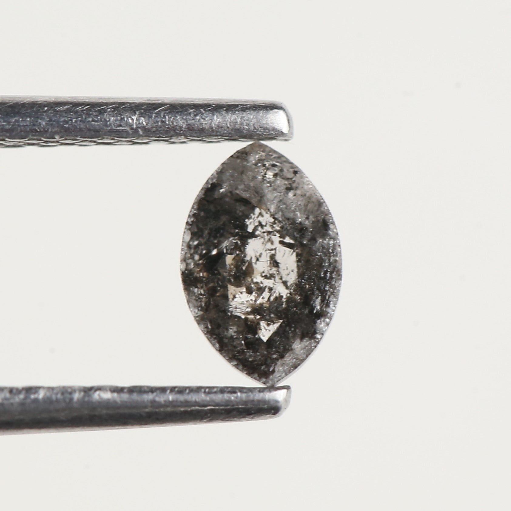 0.27 Carat Marquise Gray Rose Cut Salt and Pepper Diamond 5.50 MM