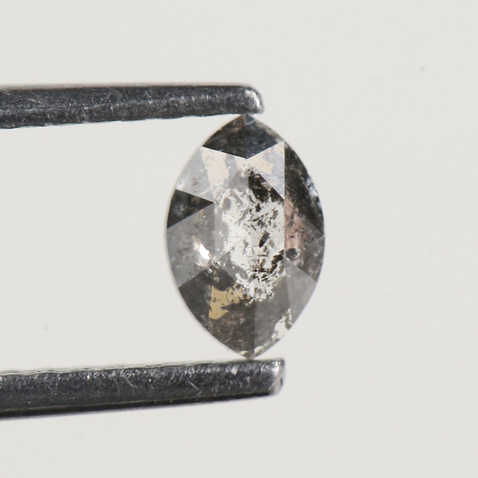 0.27 Carat Marquise Gray Rose Cut Salt and Pepper Diamond 5.50 MM