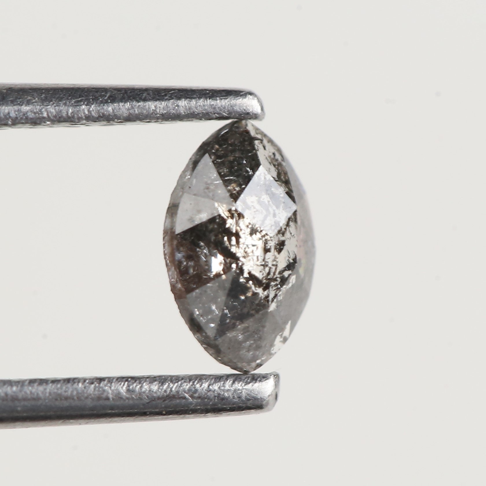 0.27 Carat Marquise Gray Rose Cut Salt and Pepper Diamond 5.50 MM