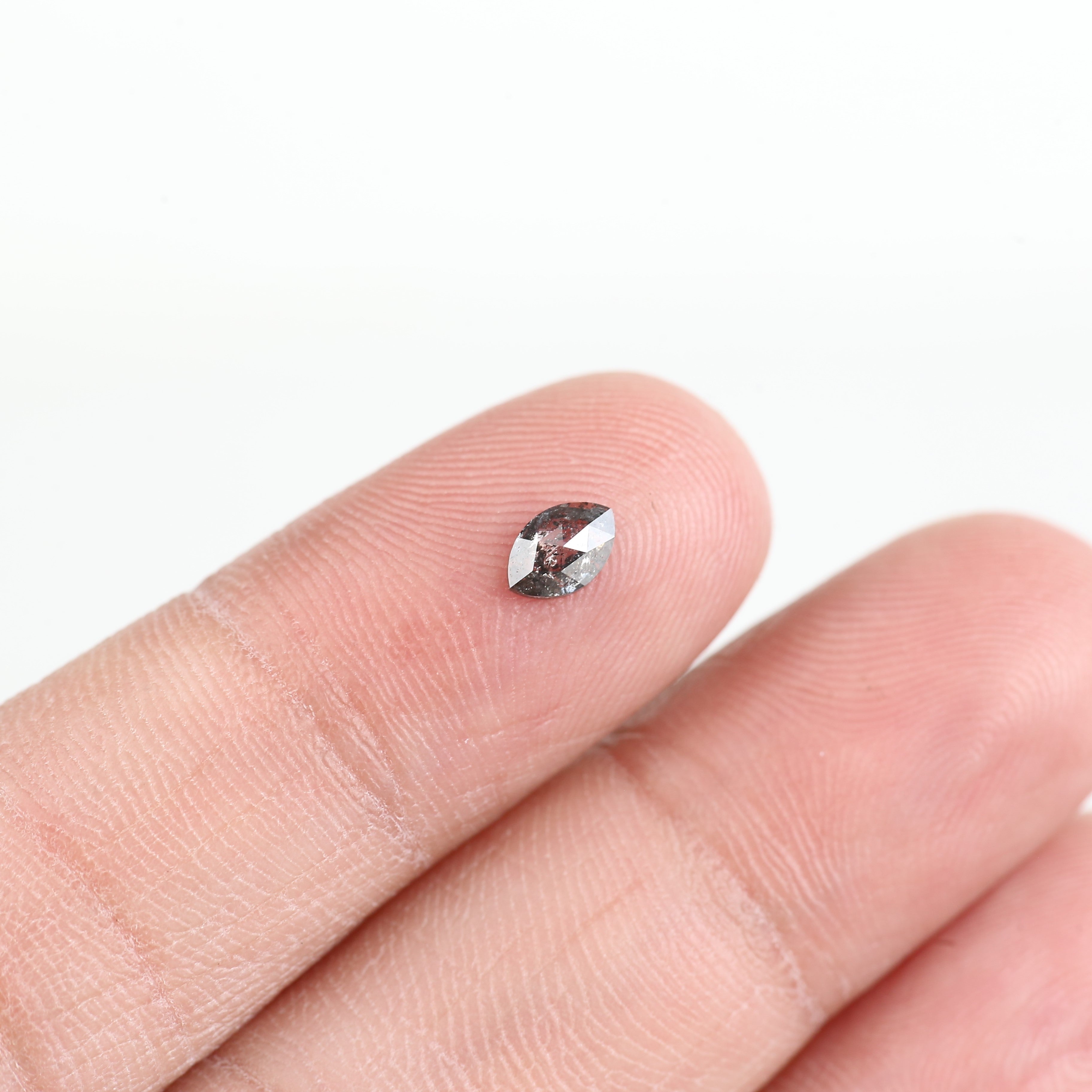 0.27 Carat Marquise Gray Rose Cut Salt and Pepper Diamond 5.50 MM