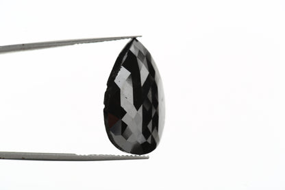 12.58 Carat Pear Checker Cut Fancy Natural Black Diamond - Blackdiamond