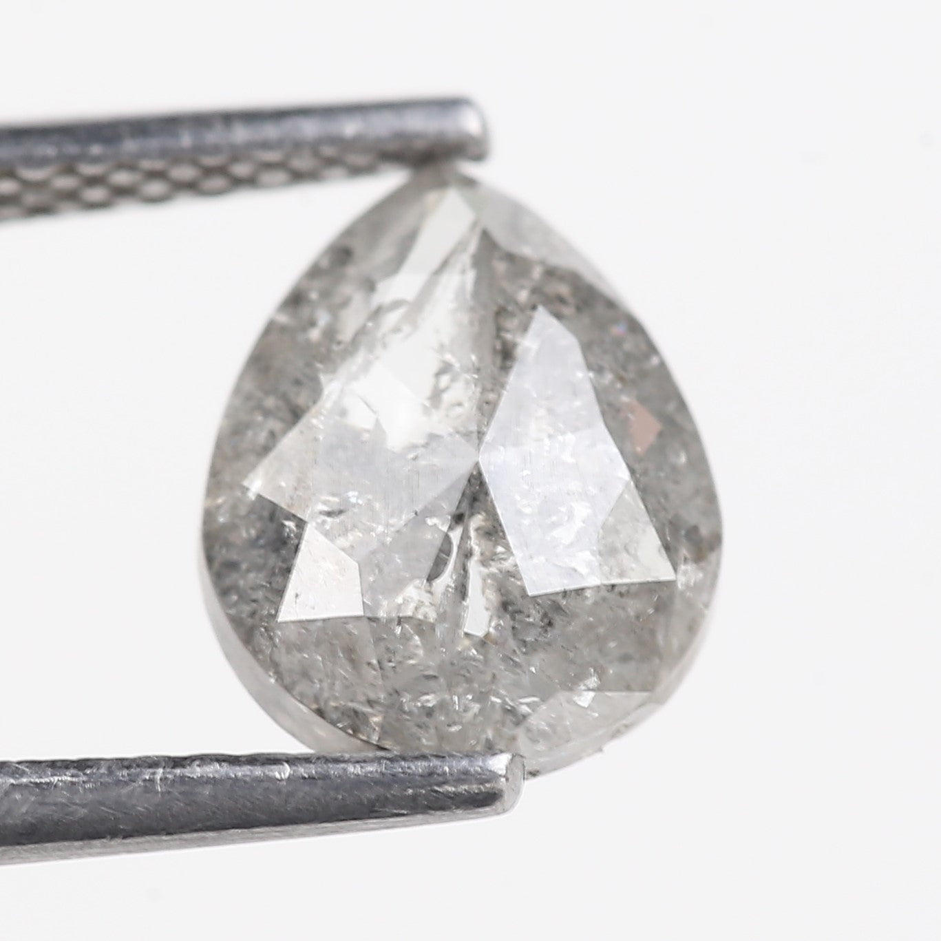 1.46 Carat Natural Icy Grey Pear Cut Salt And Pepper Diamond 8.09 MM