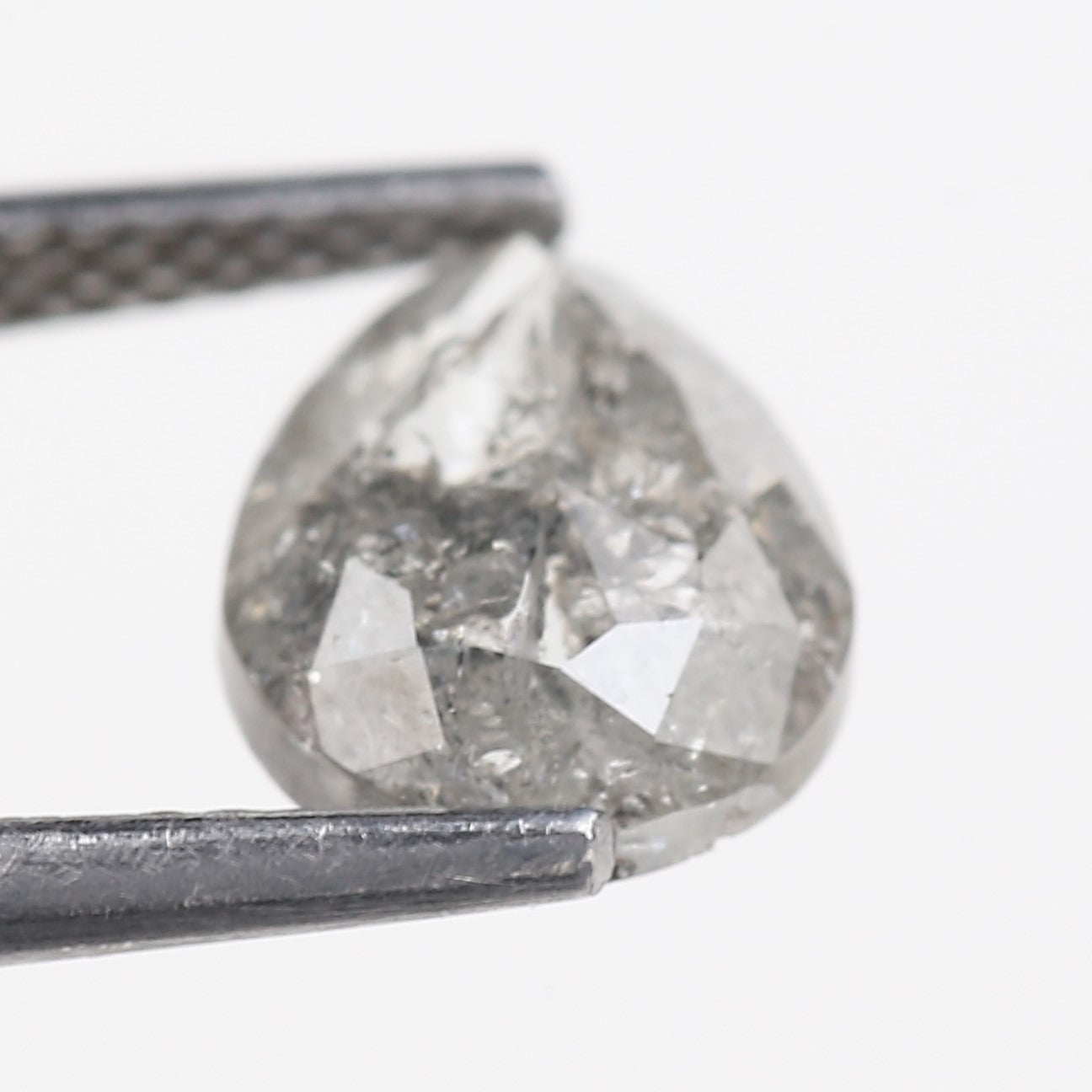 1.46 Carat Natural Icy Grey Pear Cut Salt And Pepper Diamond 8.09 MM