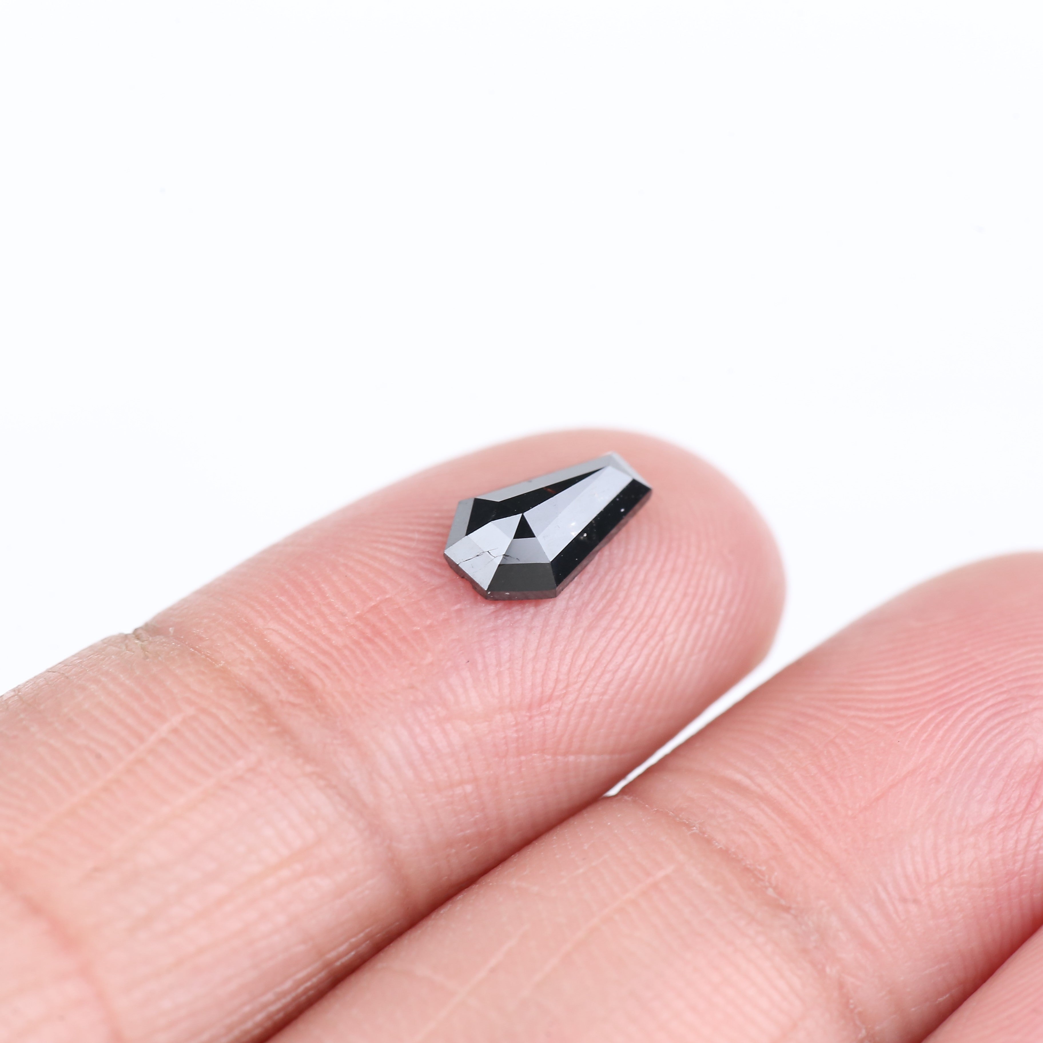 0.72 Carat Natural Black Coffin Cut Salt And Pepper Diamond 8.20 MM