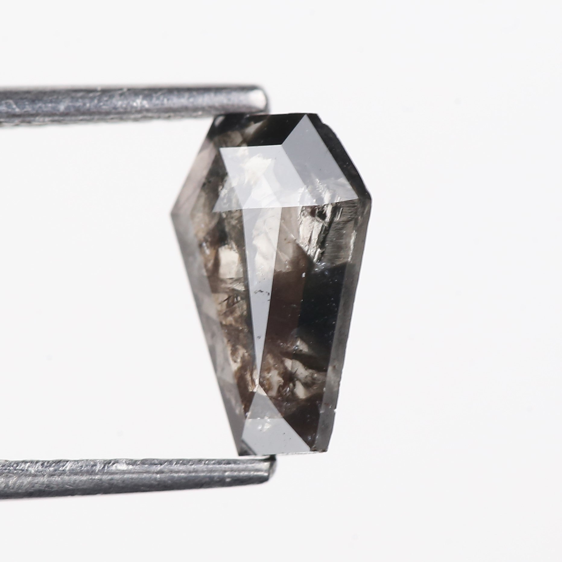 0.88 Carat Natural Black Coffin Cut Salt And Pepper Diamond 9.08 MM