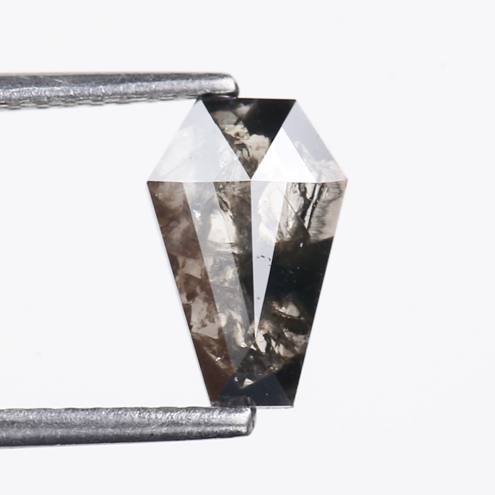 0.88 Carat Natural Black Coffin Cut Salt And Pepper Diamond 9.08 MM