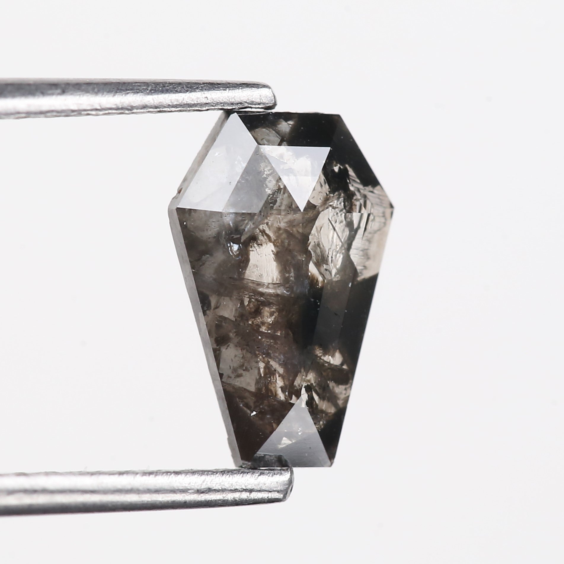 0.88 Carat Natural Black Coffin Cut Salt And Pepper Diamond 9.08 MM