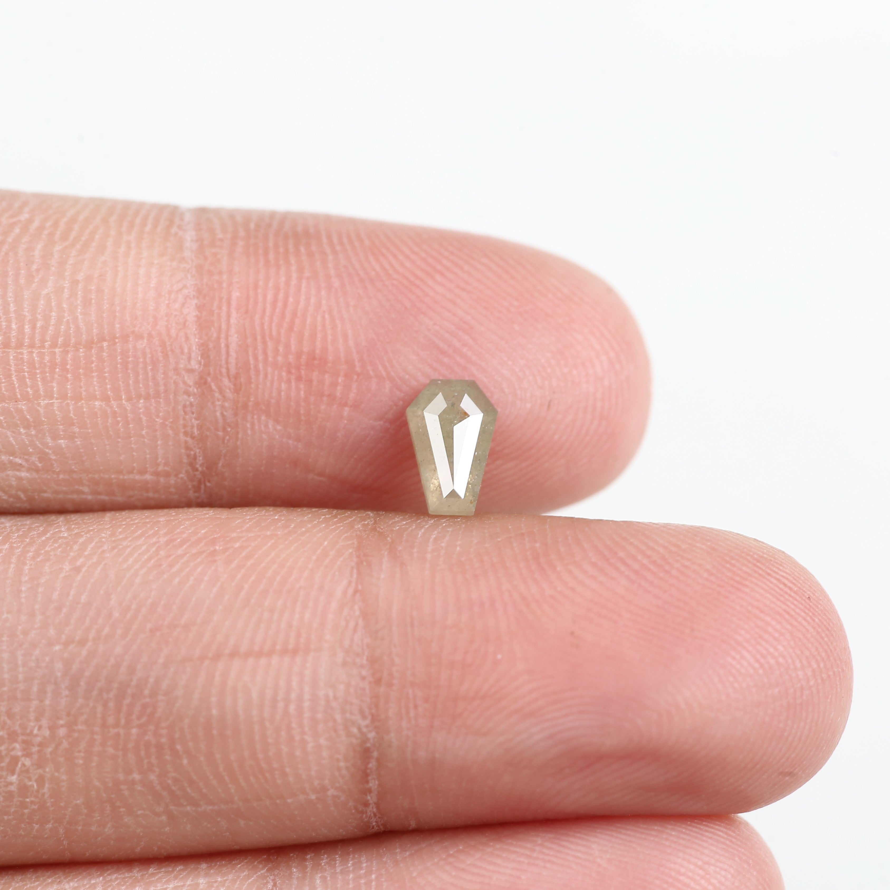 0.47 Carat Natural Gray Yellow  Coffin Cut Salt and Pepper Diamond 6.60 MM