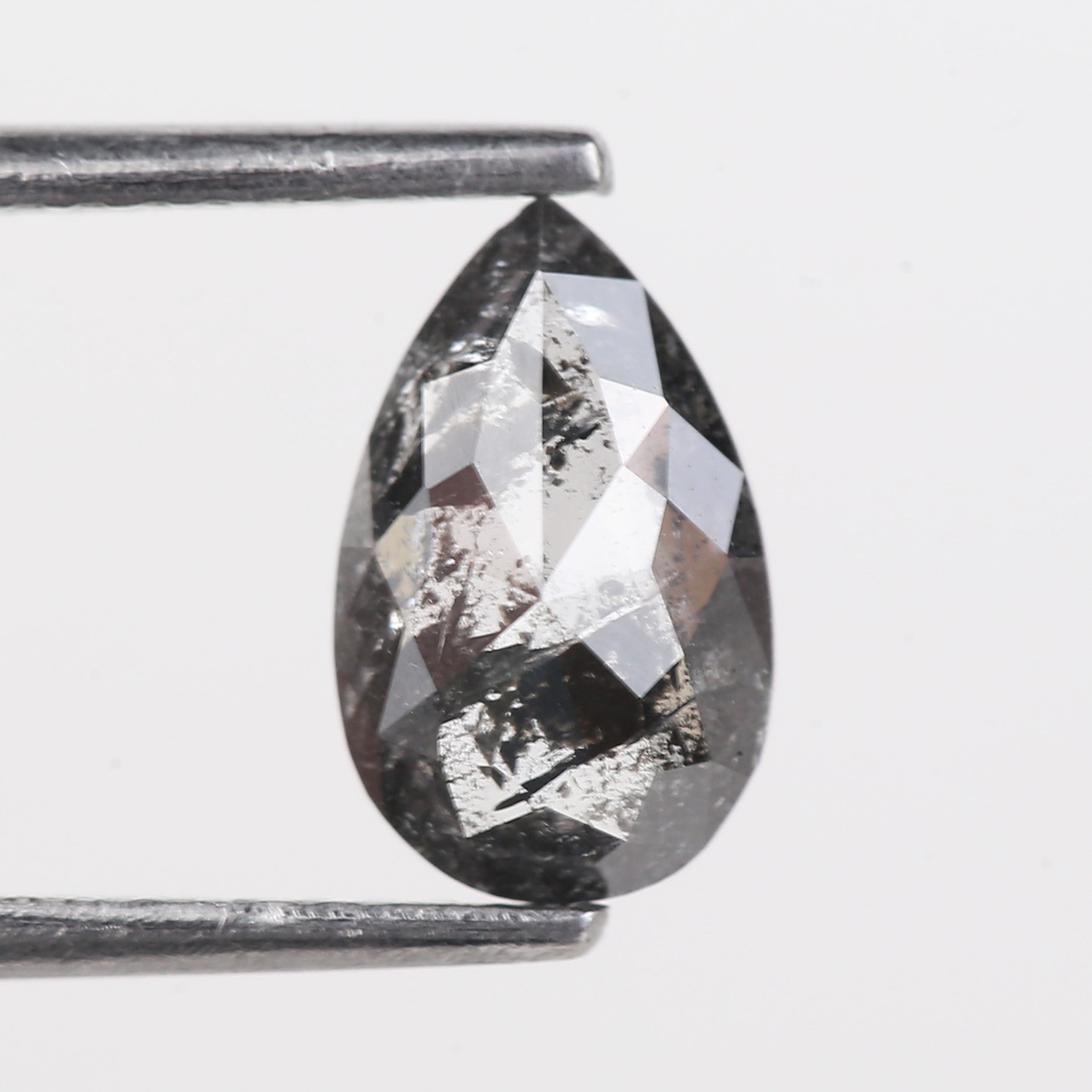 0.87 Carat Natural Grey Pear Cut Loose Salt And Pepper Diamond 8.86 MM