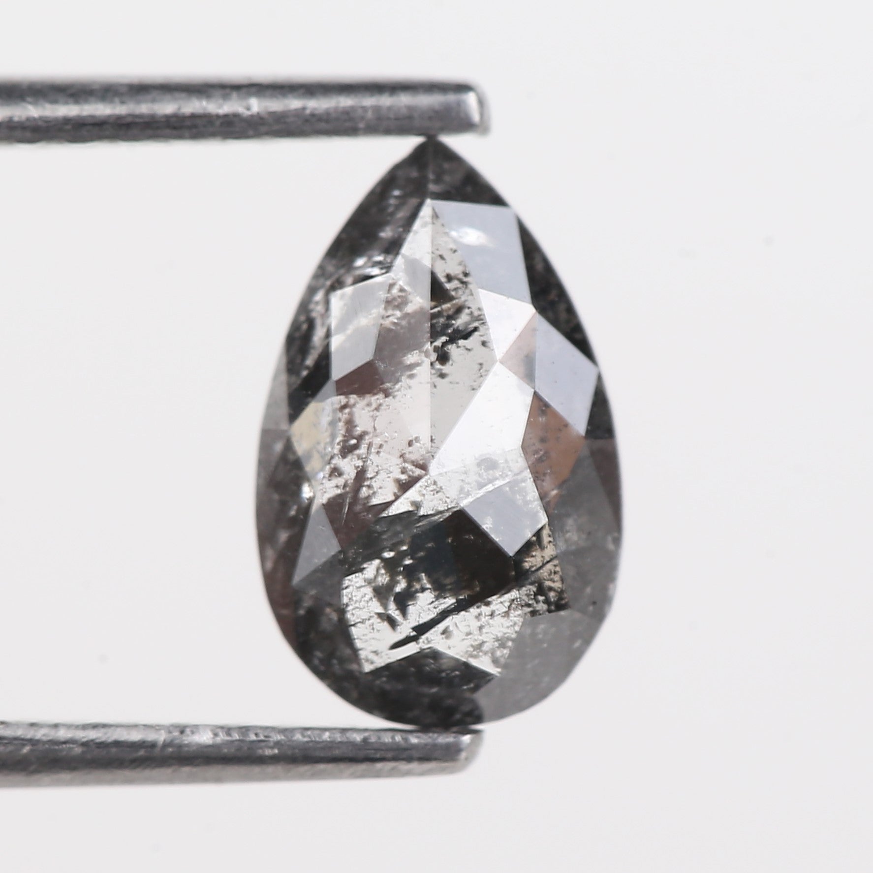 0.87 Carat Natural Grey Pear Cut Loose Salt And Pepper Diamond 8.86 MM