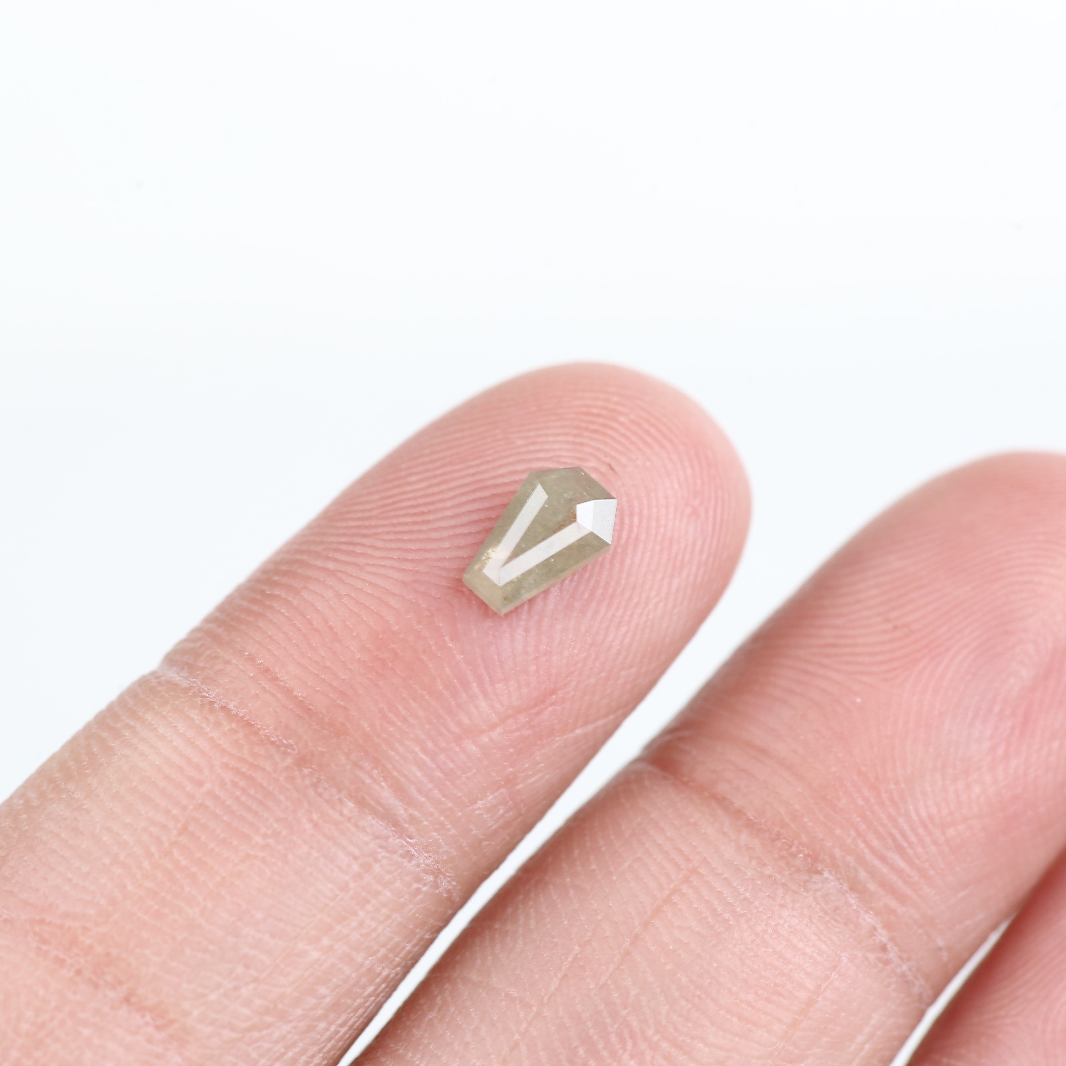 0.47 Carat Natural Gray Yellow  Coffin Cut Salt and Pepper Diamond 6.60 MM