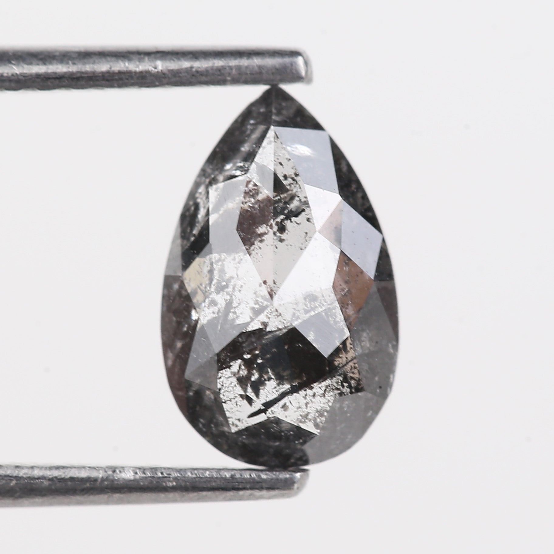 0.87 Carat Natural Grey Pear Cut Loose Salt And Pepper Diamond 8.86 MM