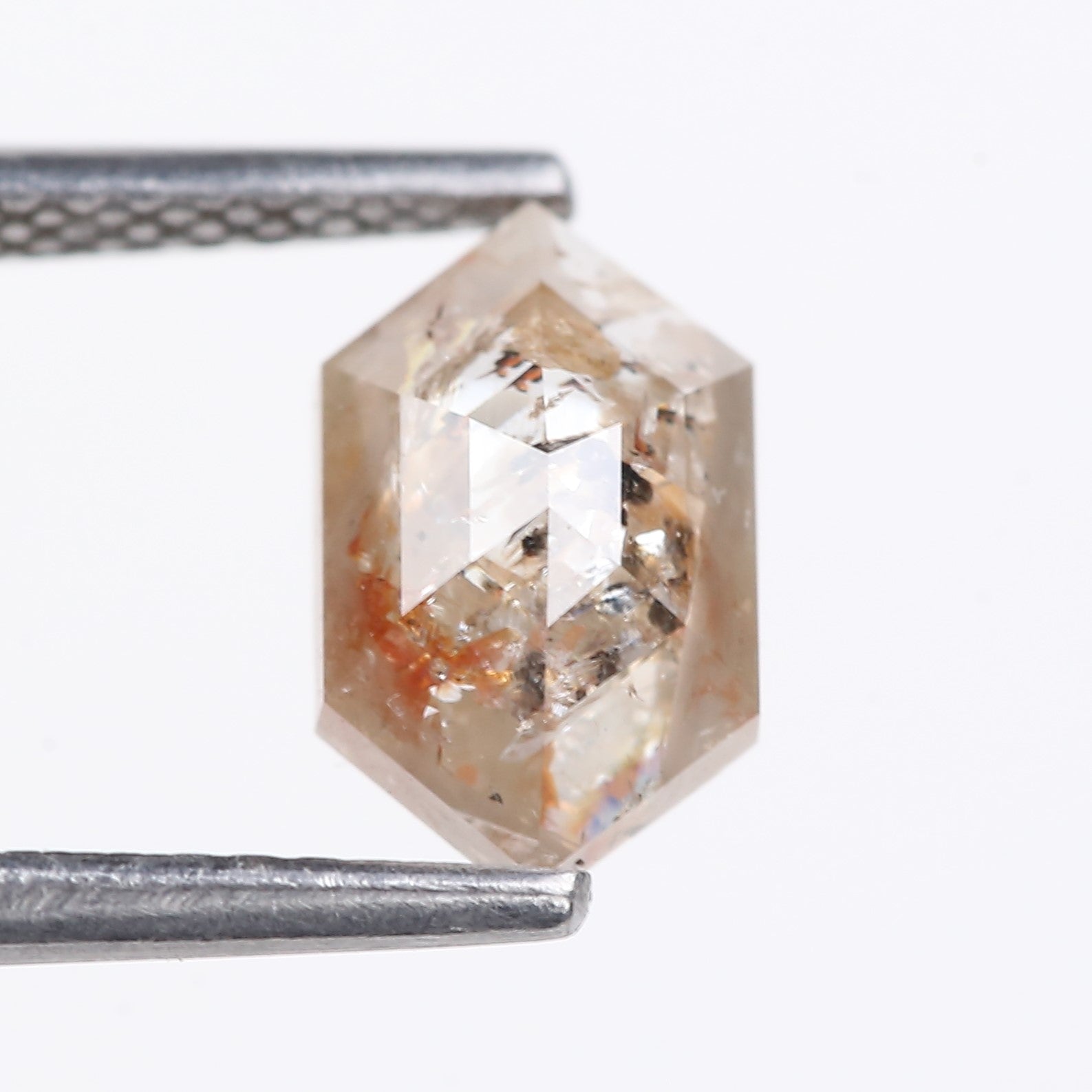 1.30 Carat Natural Hexagon Cut Salt and Pepper Diamond 9.07 MM