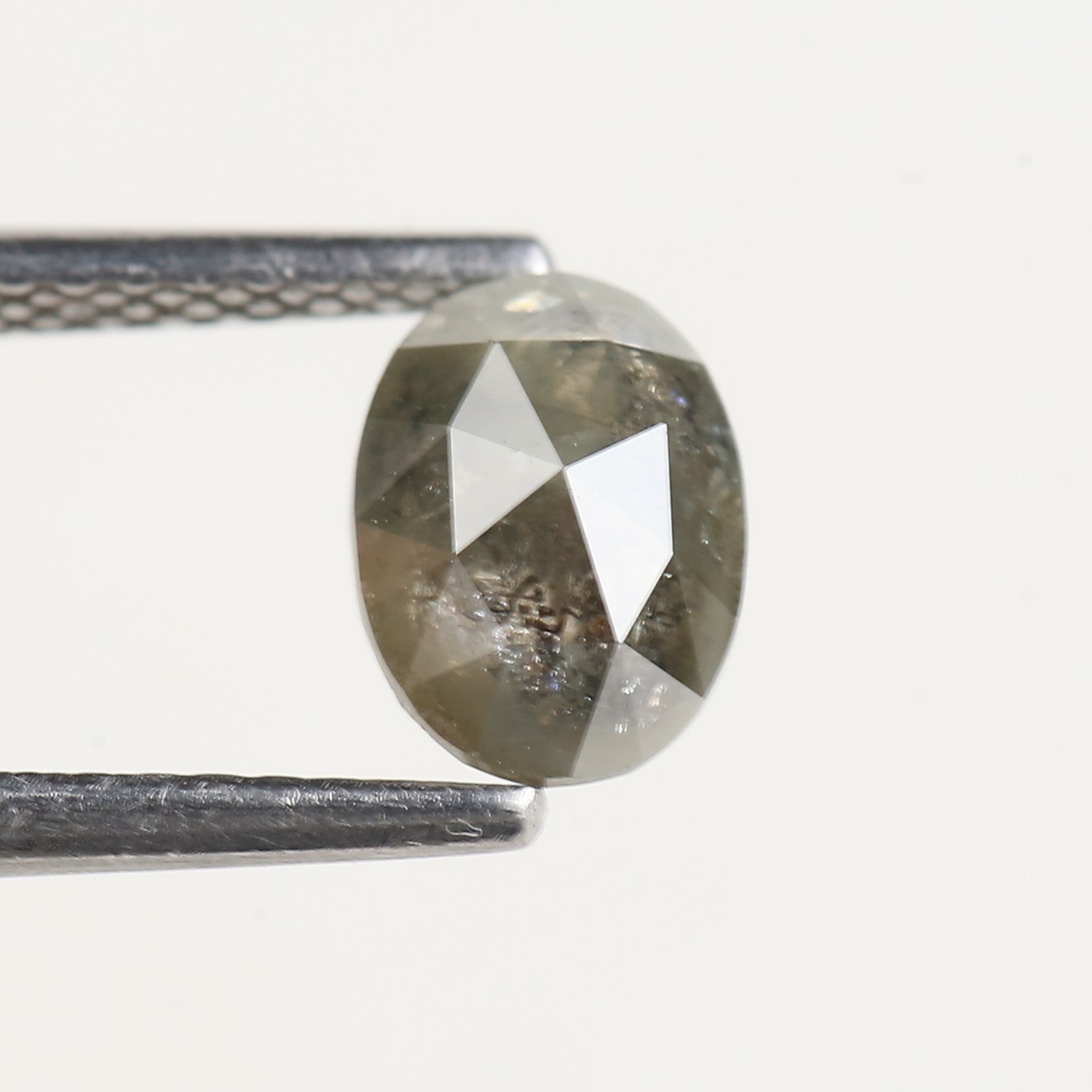 0.98 Carat Natural Oval Cut Grey Green Salt and Pepper Diamond 6.90 MM