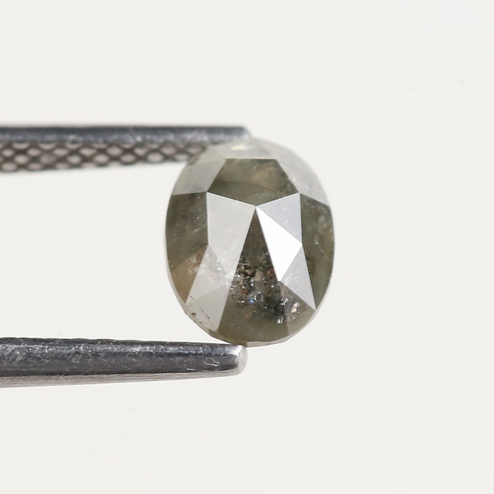 0.98 Carat Natural Oval Cut Grey Green Salt and Pepper Diamond 6.90 MM
