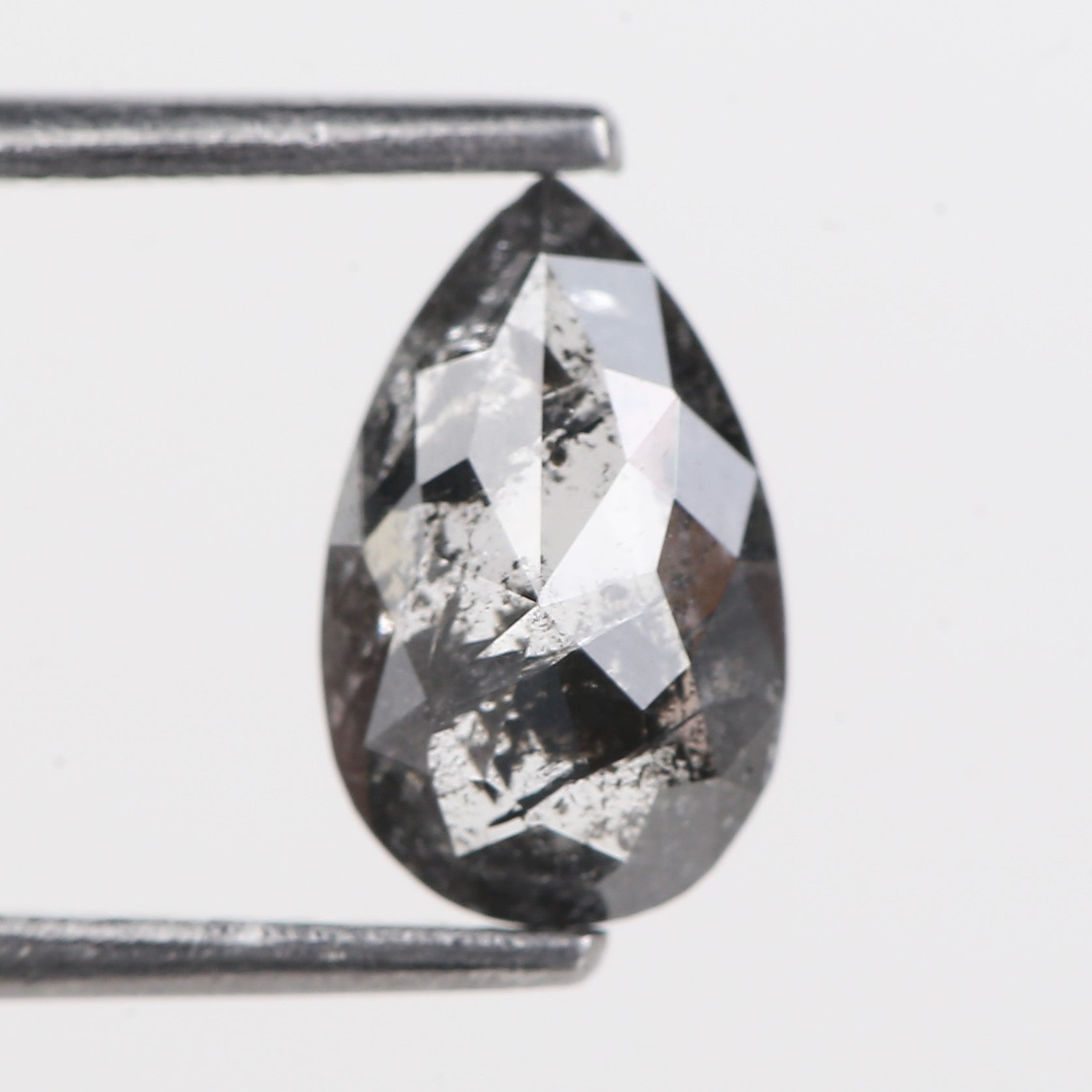 0.87 Carat Natural Grey Pear Cut Loose Salt And Pepper Diamond 8.86 MM