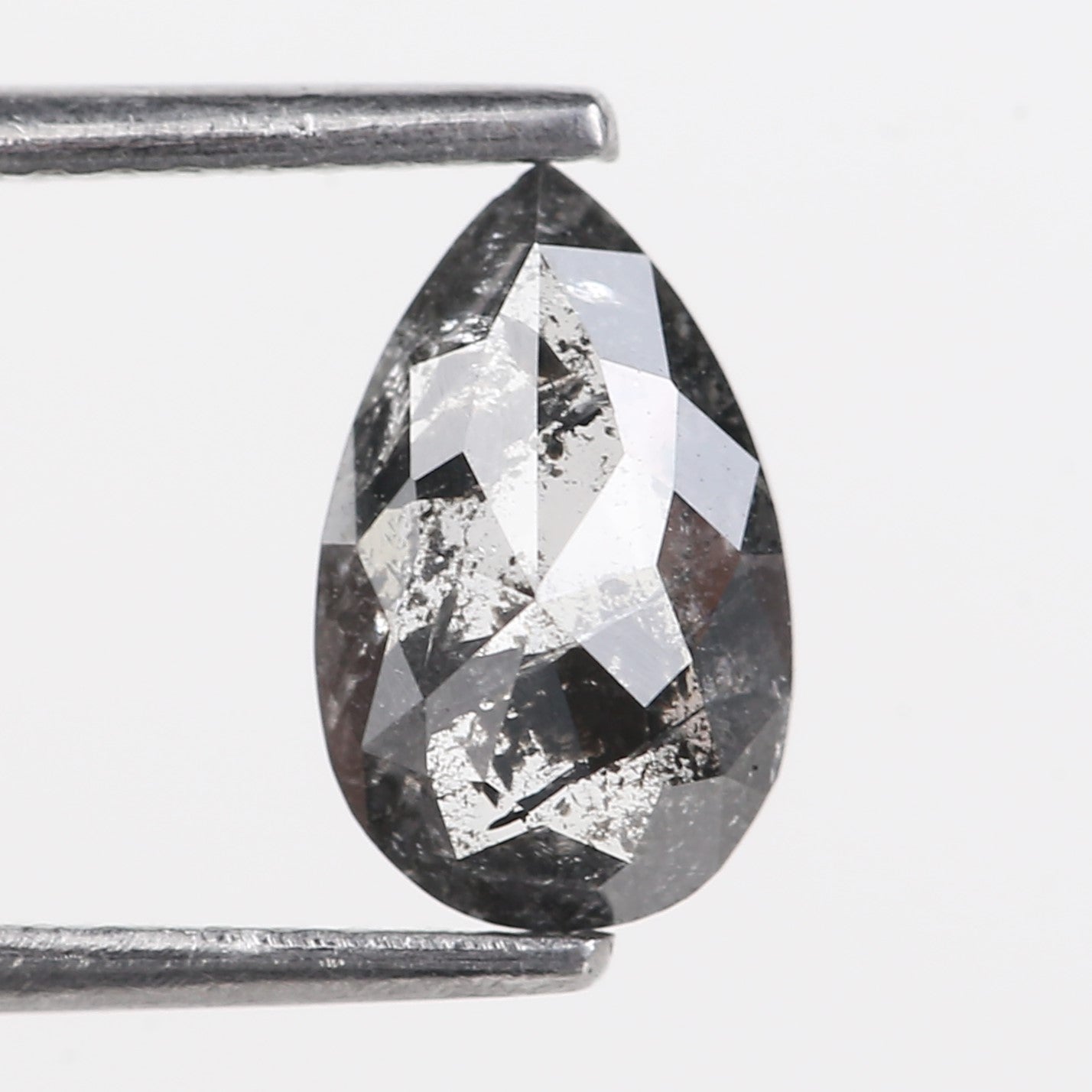 0.87 Carat Natural Grey Pear Cut Loose Salt And Pepper Diamond 8.86 MM