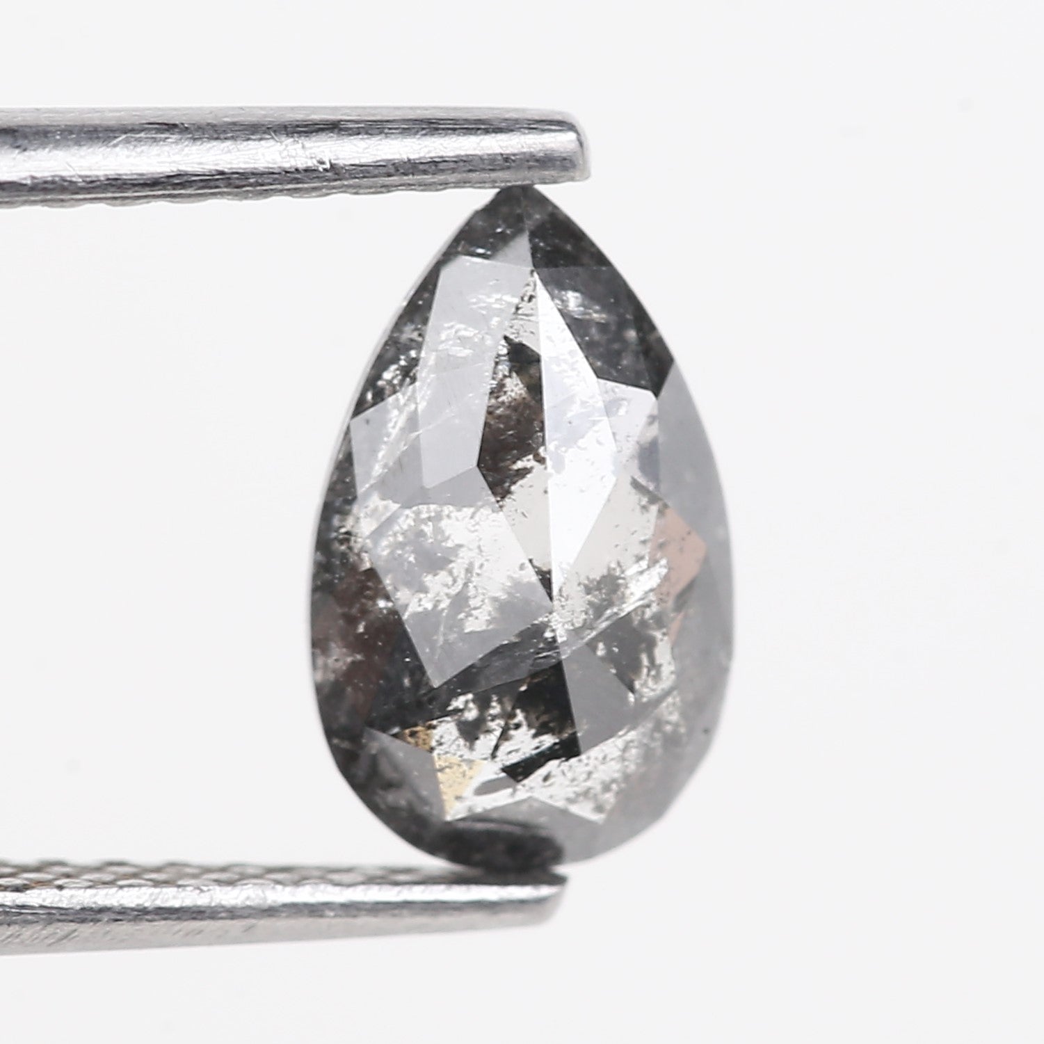 0.87 Carat Natural Grey Pear Cut Loose Salt And Pepper Diamond 8.86 MM