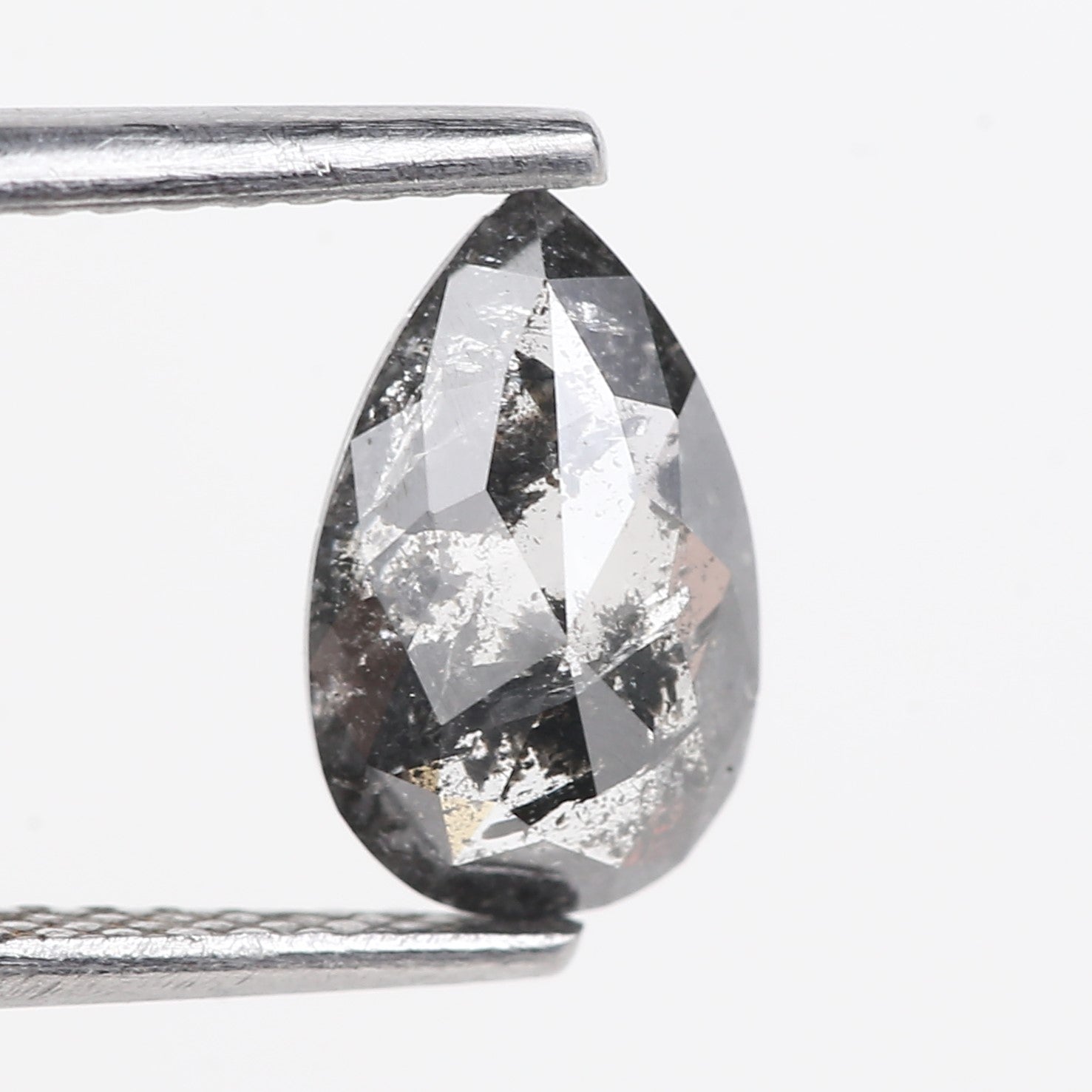 0.87 Carat Natural Grey Pear Cut Loose Salt And Pepper Diamond 8.86 MM