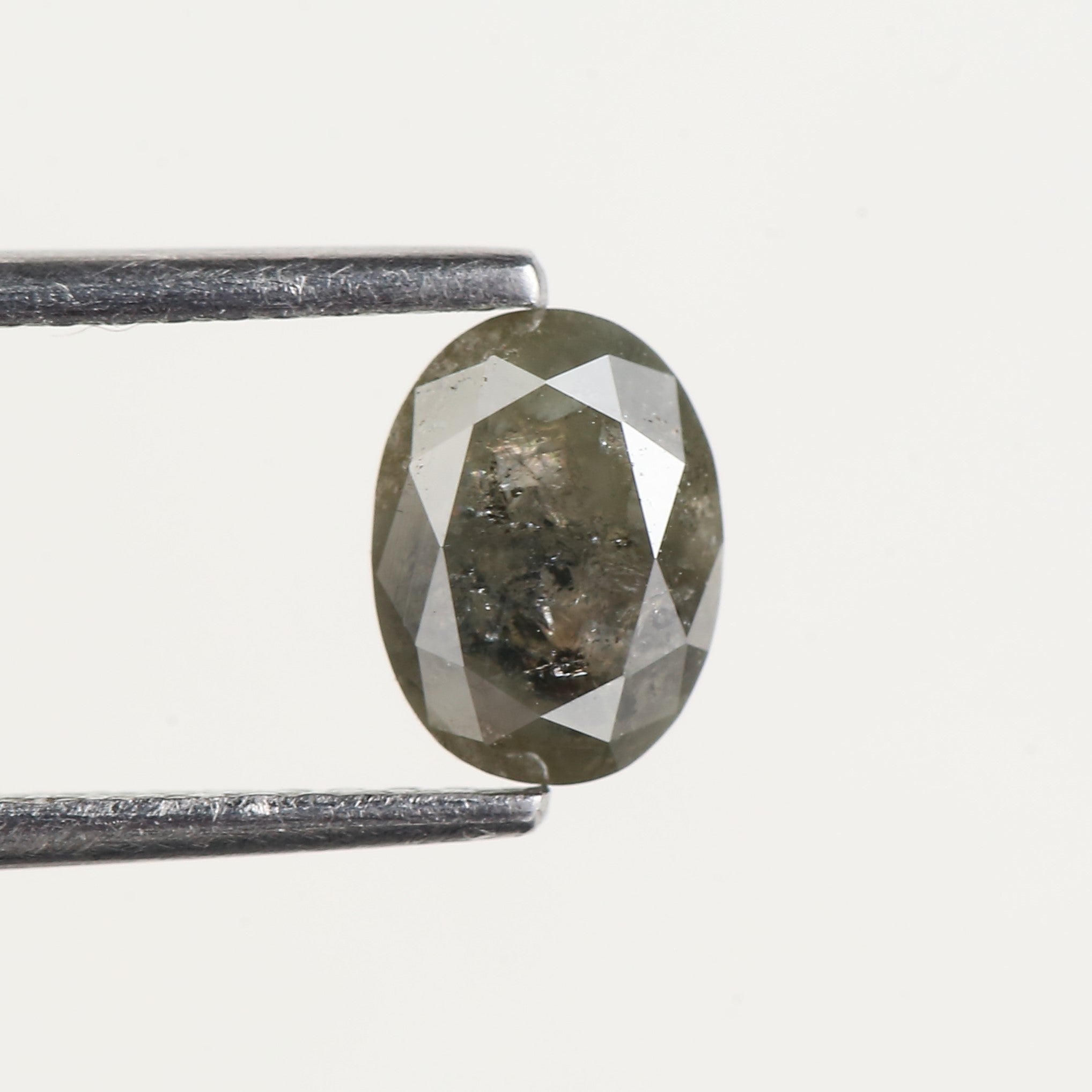 0.98 Carat Natural Oval Cut Grey Green Salt and Pepper Diamond 6.90 MM