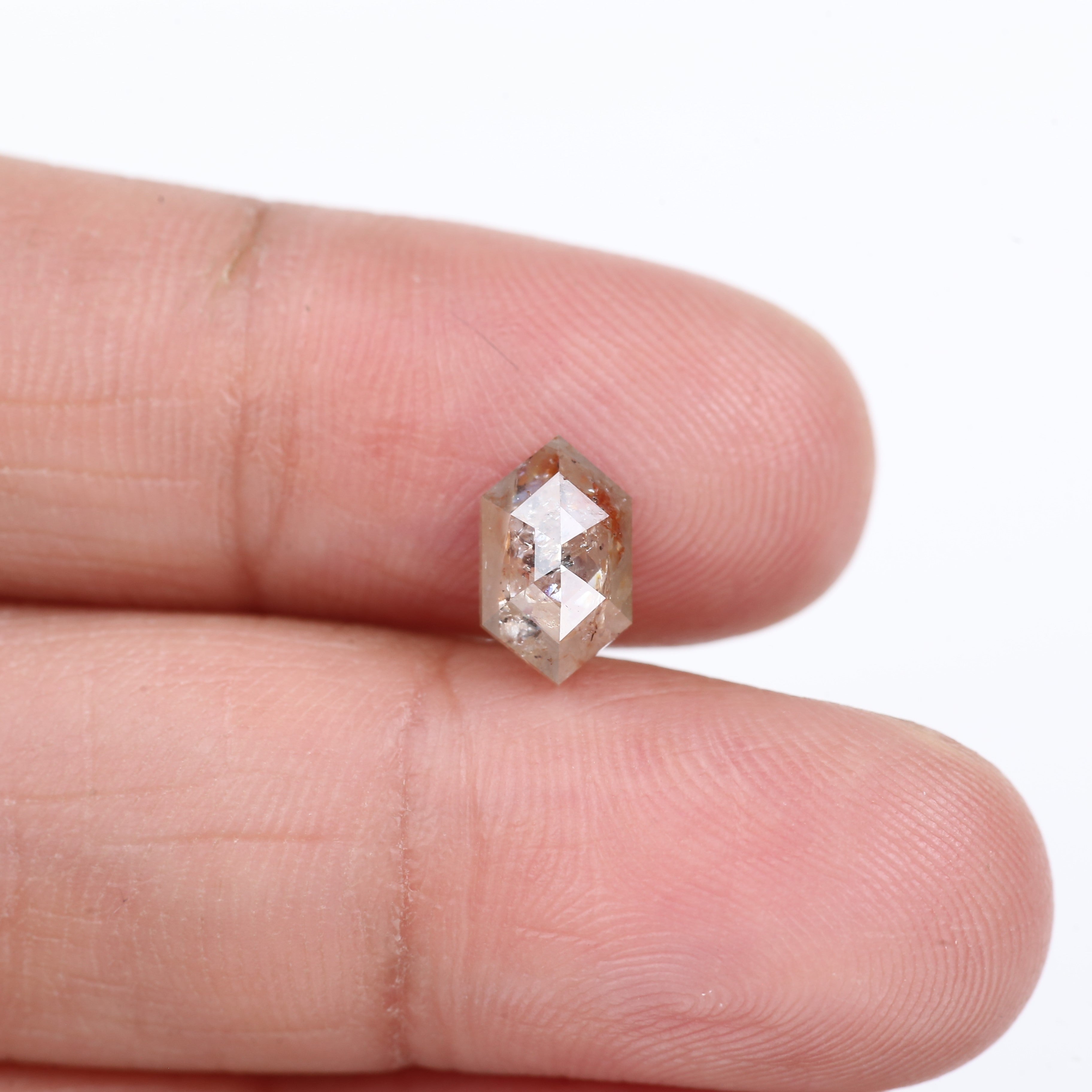 1.30 Carat Natural Hexagon Cut Salt and Pepper Diamond 9.07 MM