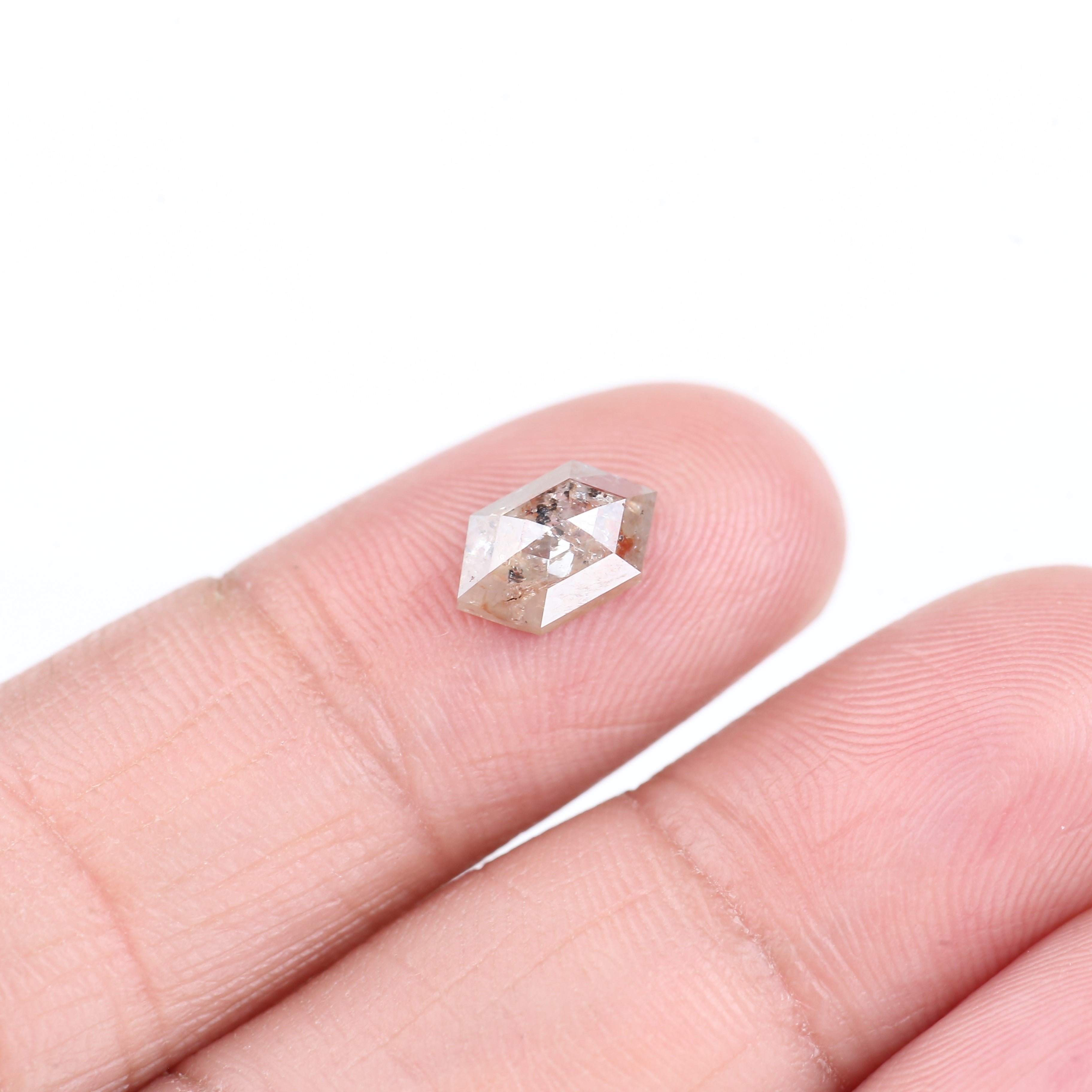 1.30 Carat Natural Hexagon Cut Salt and Pepper Diamond 9.07 MM
