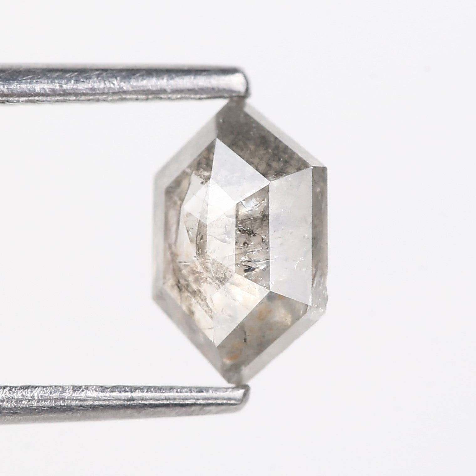 0.73 Carat Natural Gray Hexagon Cut Salt And Pepper Diamond 7.38 MM