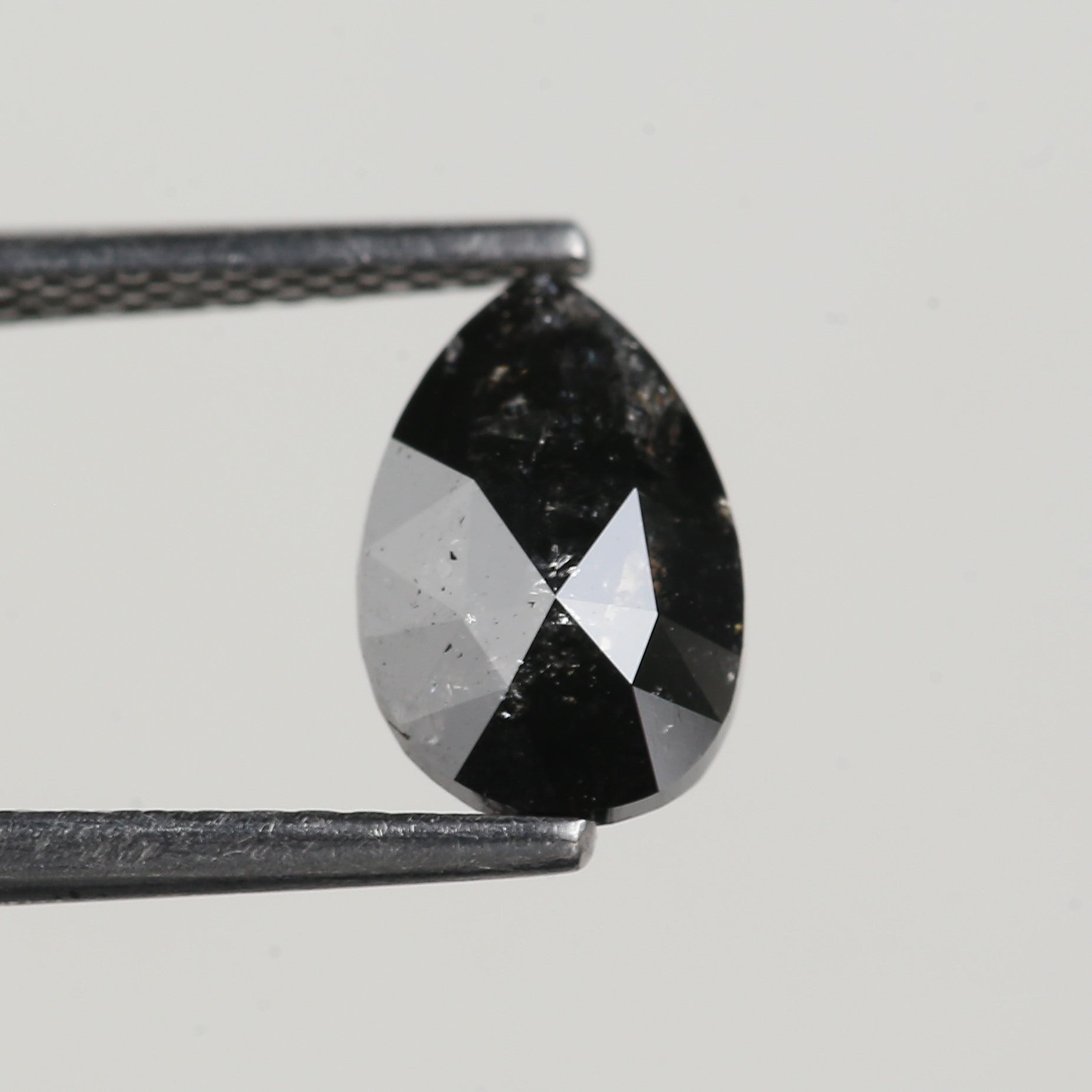 1.33 Carat Natural Black Pear Salt and Pepper Diamond 8.90 MM