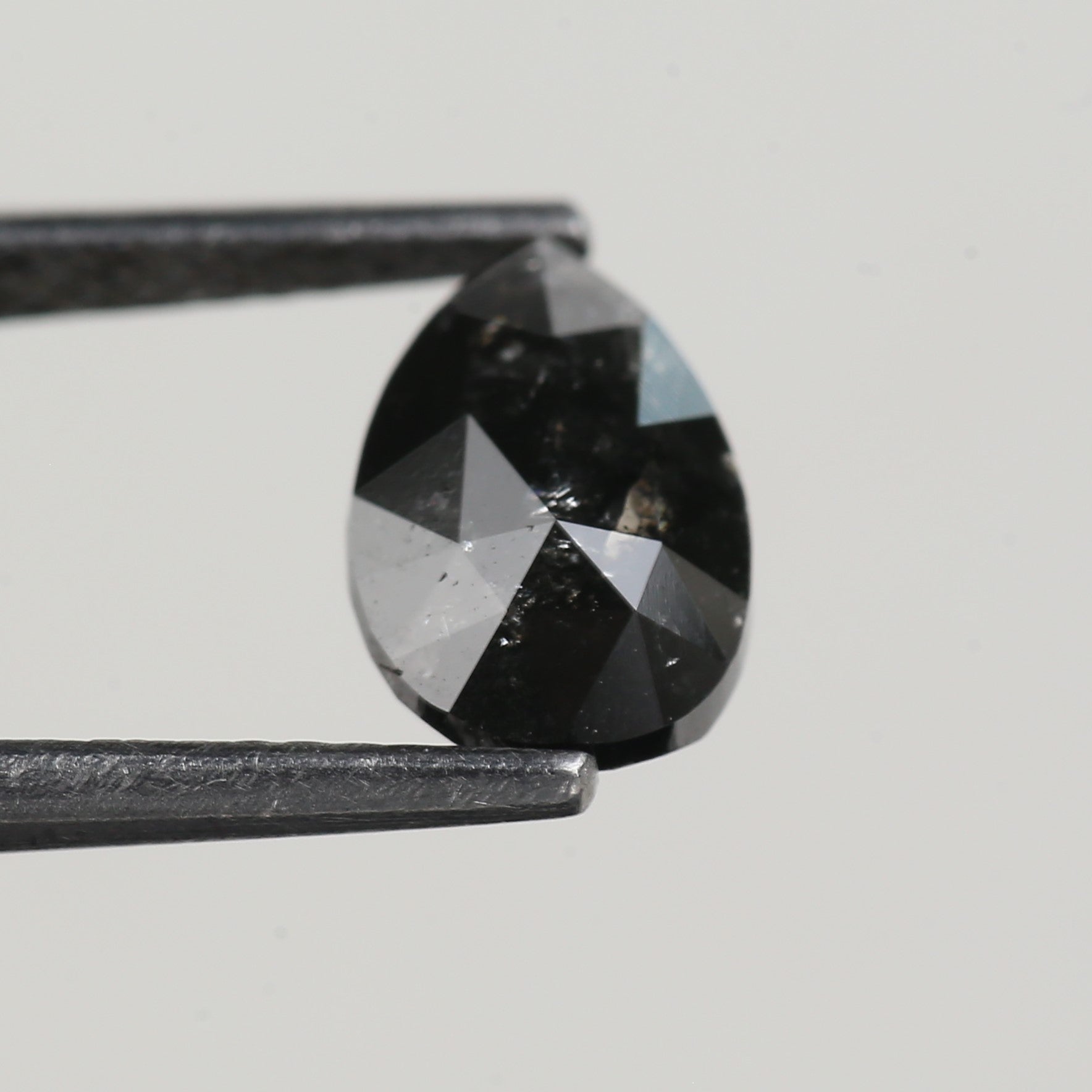 1.33 Carat Natural Black Pear Salt and Pepper Diamond 8.90 MM