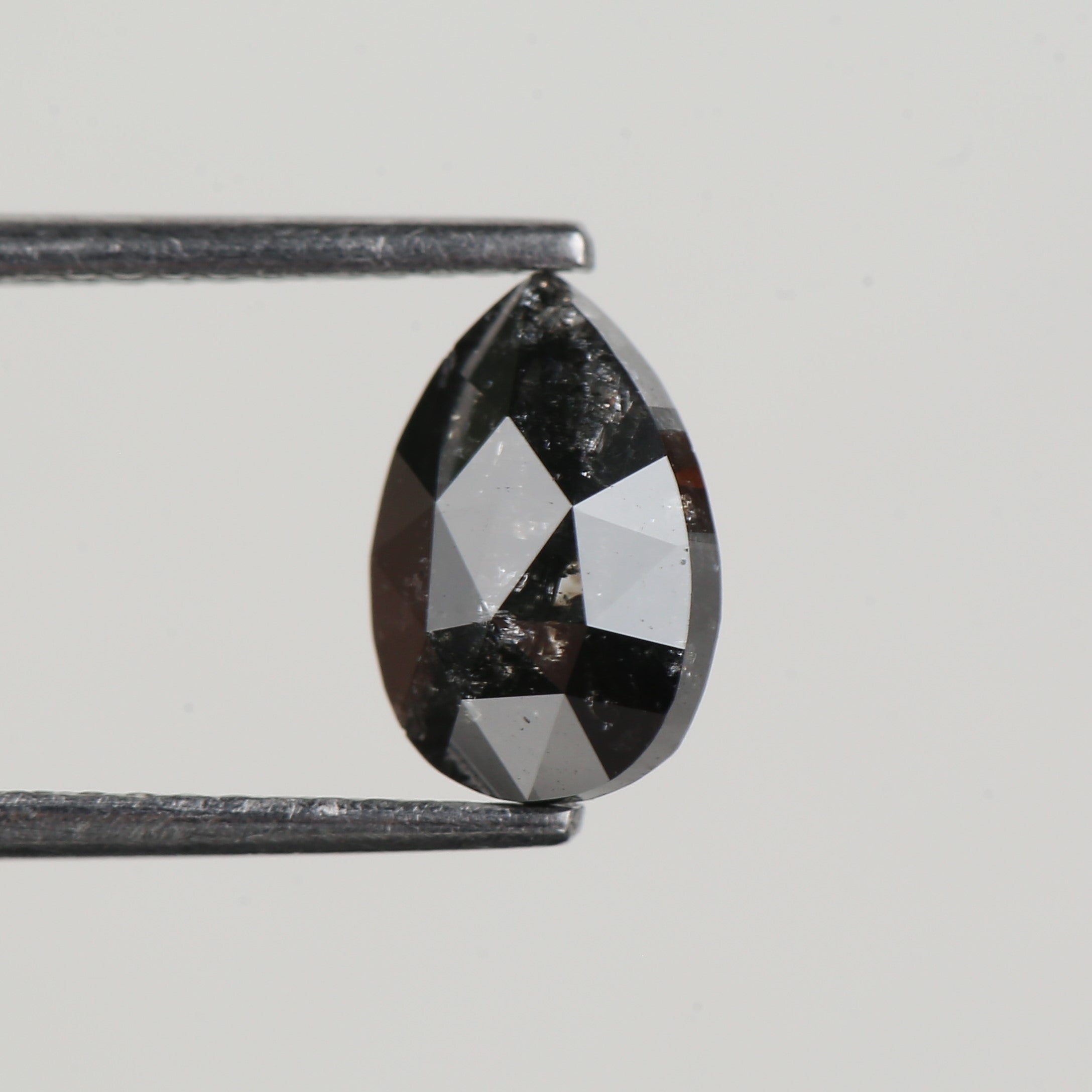 1.33 Carat Natural Black Pear Salt and Pepper Diamond 8.90 MM