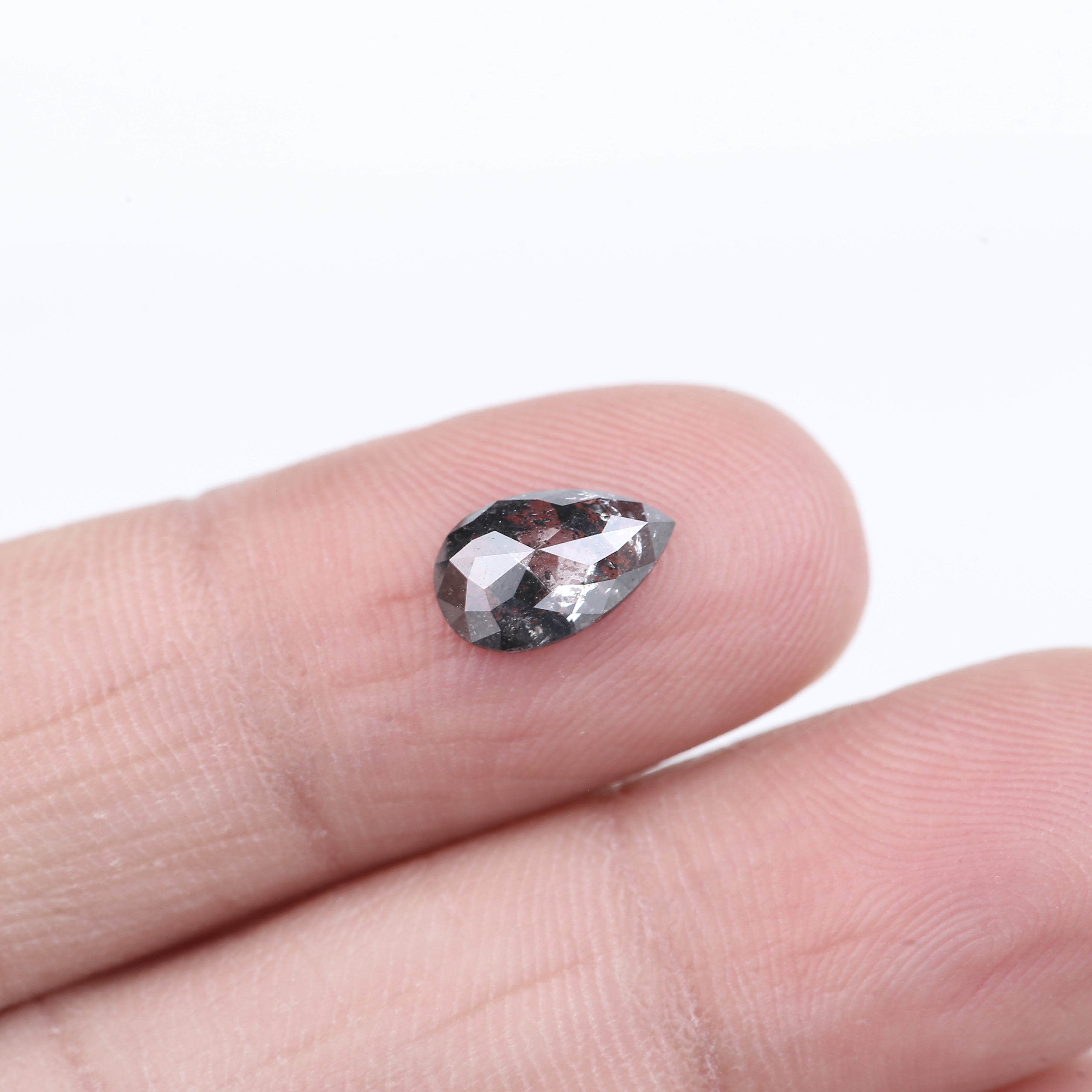 0.87 Carat Natural Grey Pear Cut Loose Salt And Pepper Diamond 8.86 MM