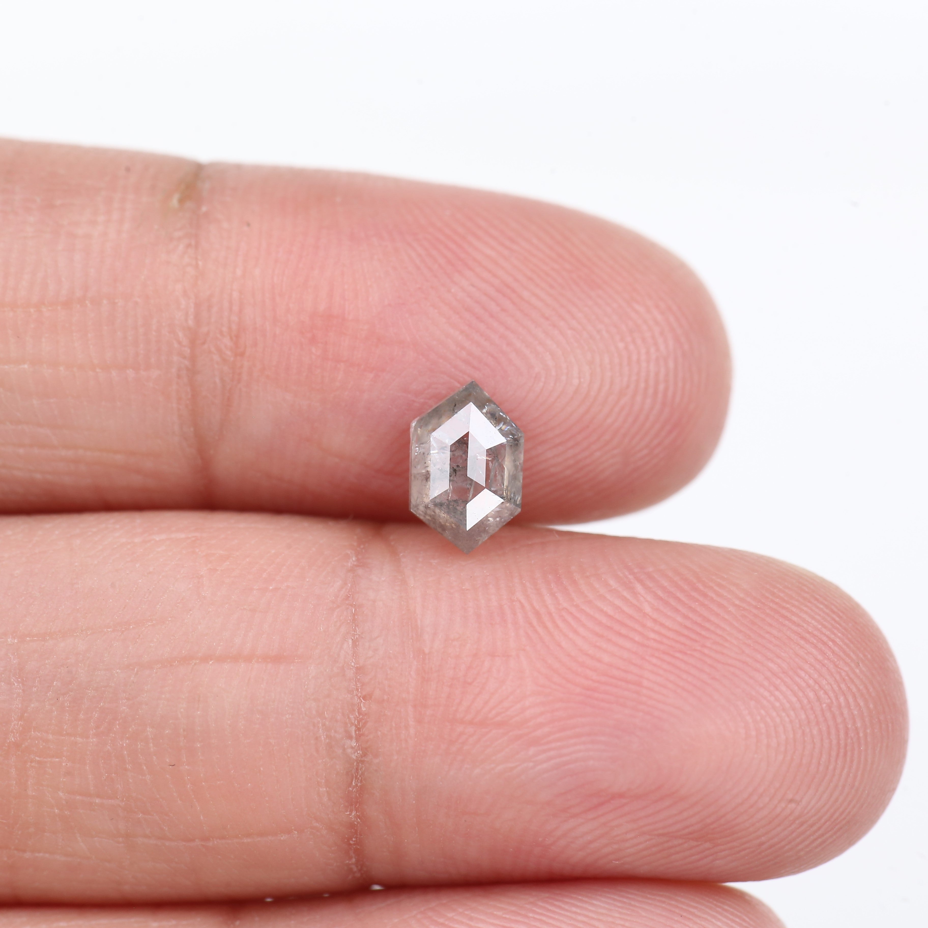 0.73 Carat Natural Gray Hexagon Cut Salt And Pepper Diamond 7.38 MM