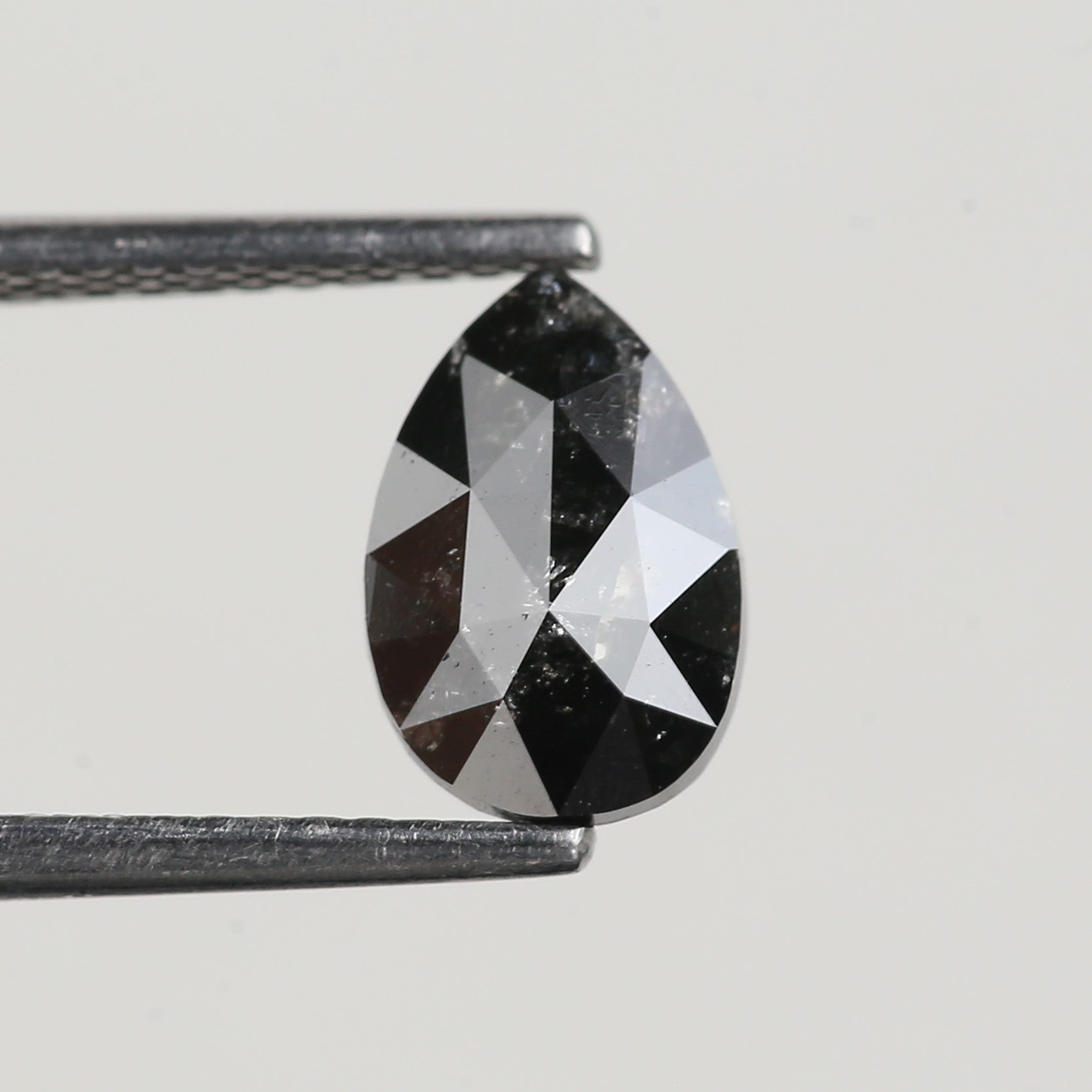 1.33 Carat Natural Black Pear Salt and Pepper Diamond 8.90 MM