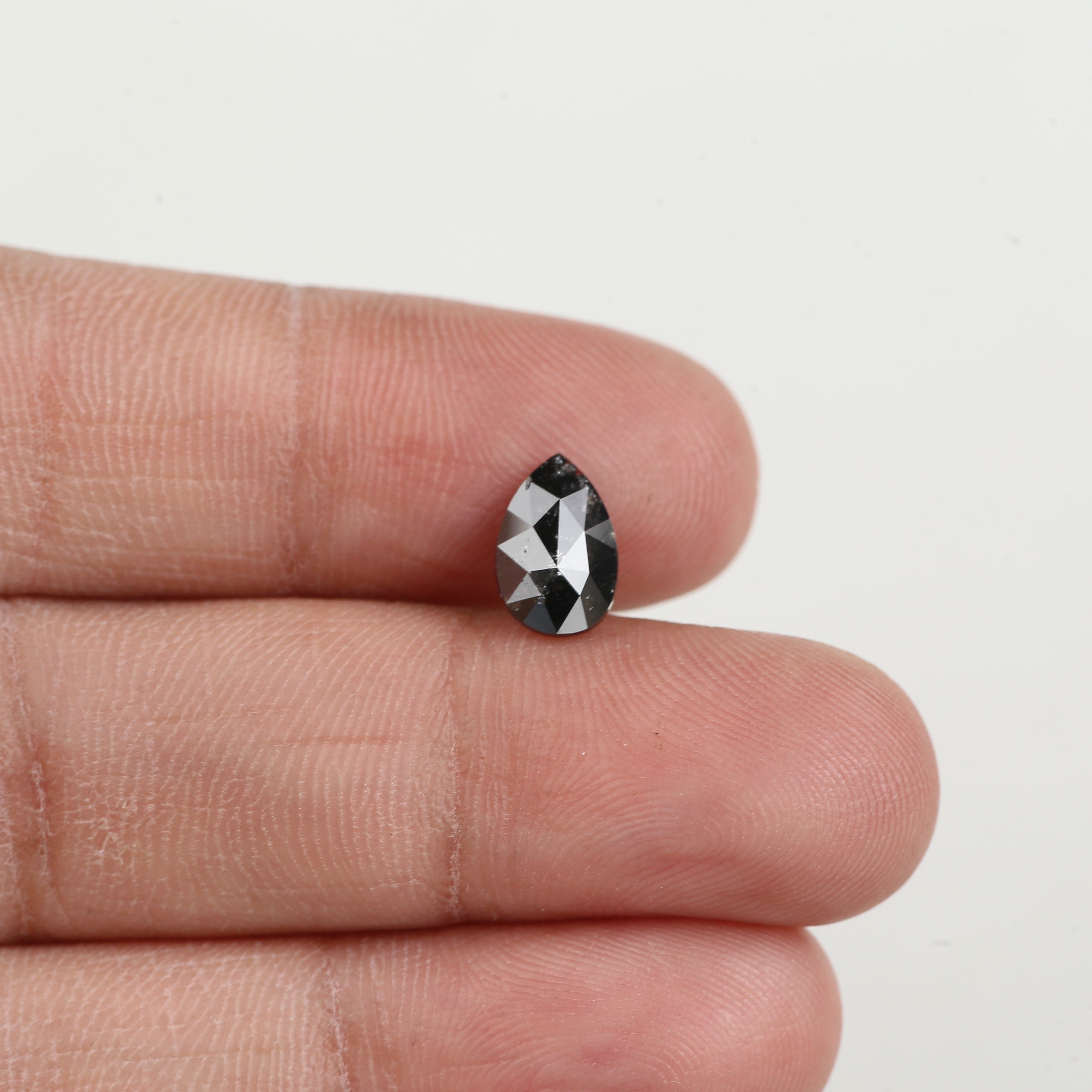 1.33 Carat Natural Black Pear Salt and Pepper Diamond 8.90 MM
