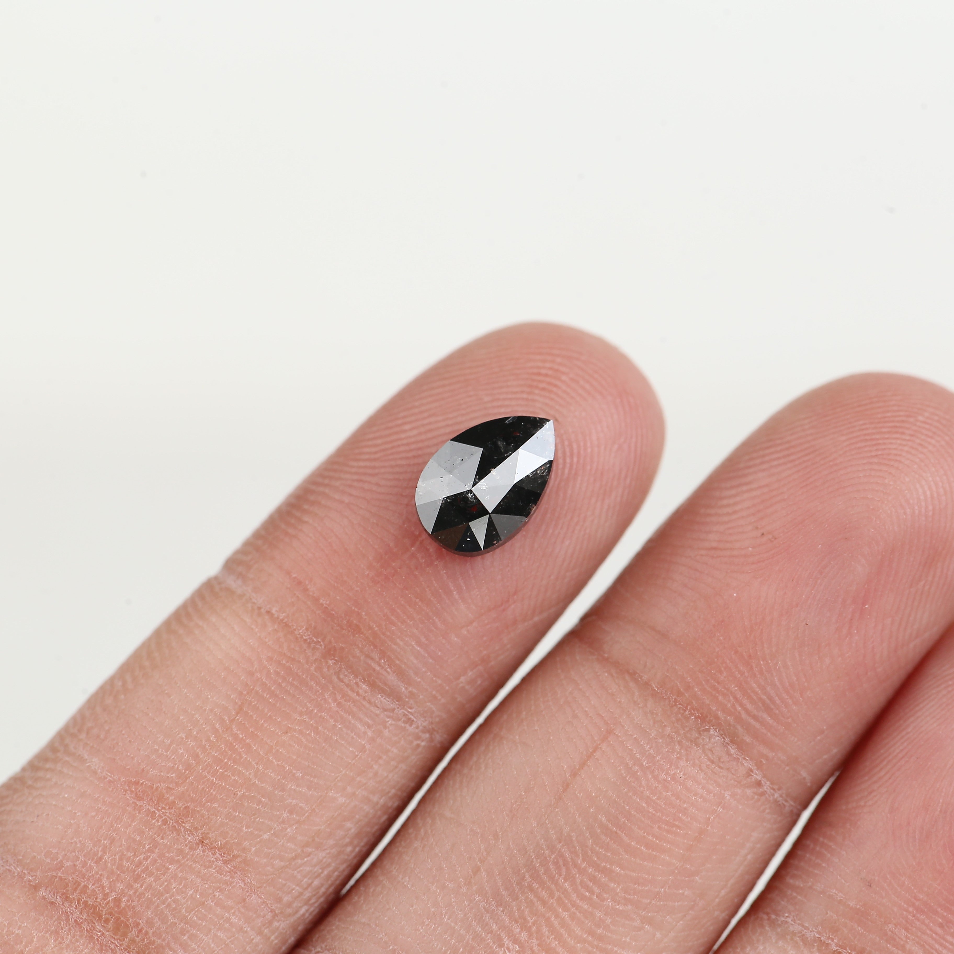 1.33 Carat Natural Black Pear Salt and Pepper Diamond 8.90 MM
